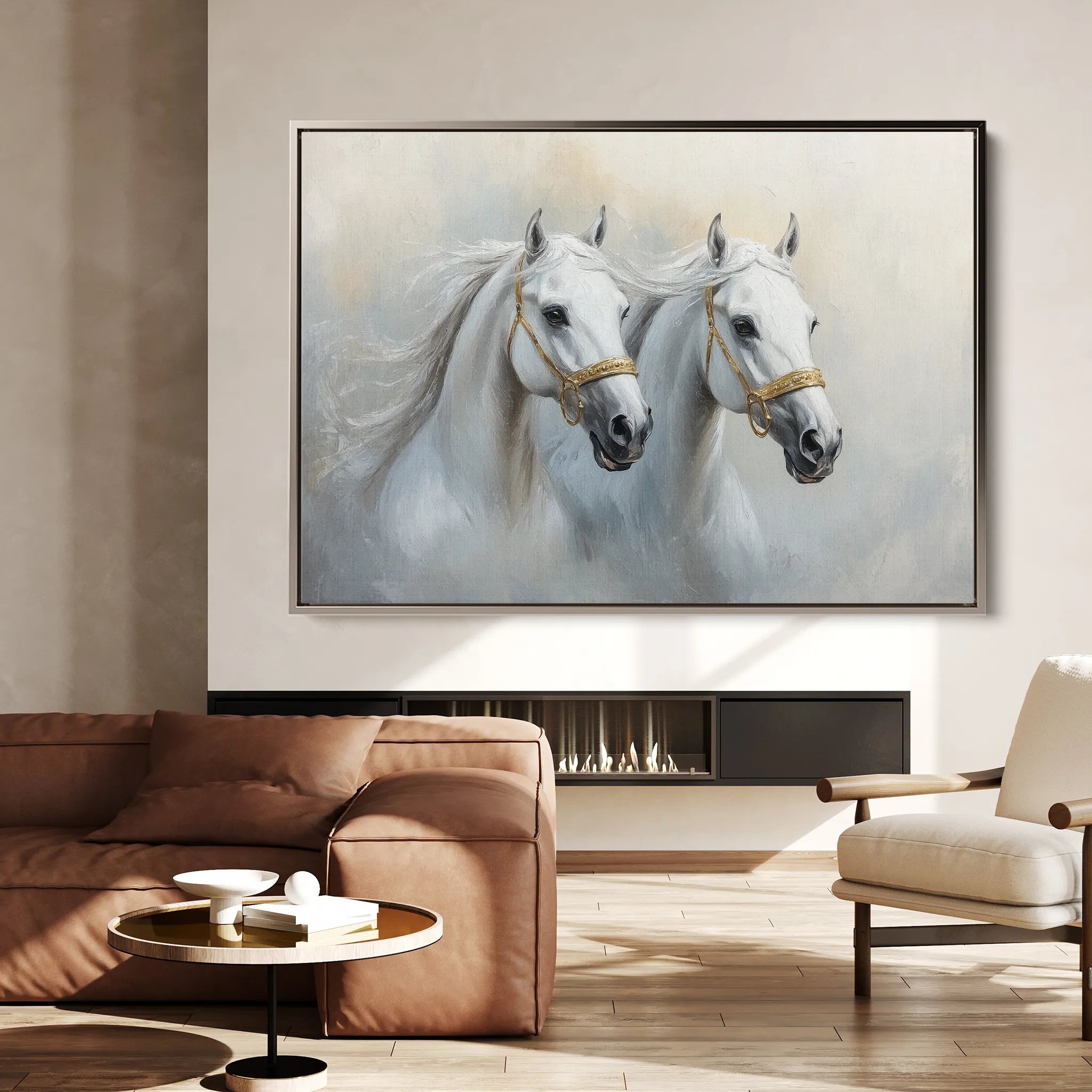 Horses 219 Canvas Art 18" x 24" / 45 x 60 cm / Black