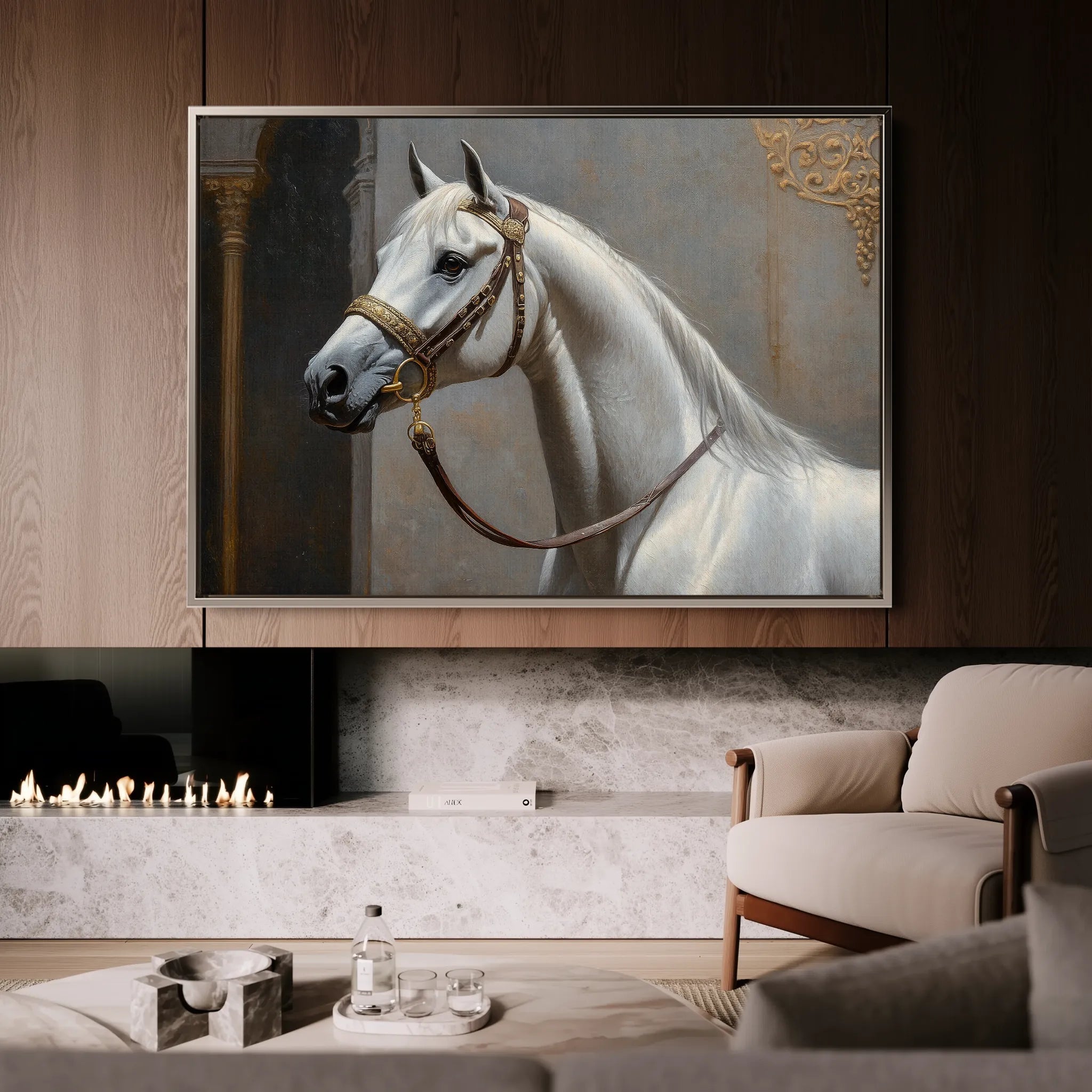 Horses 220 Canvas Art 18" x 24" / 45 x 60 cm / Black