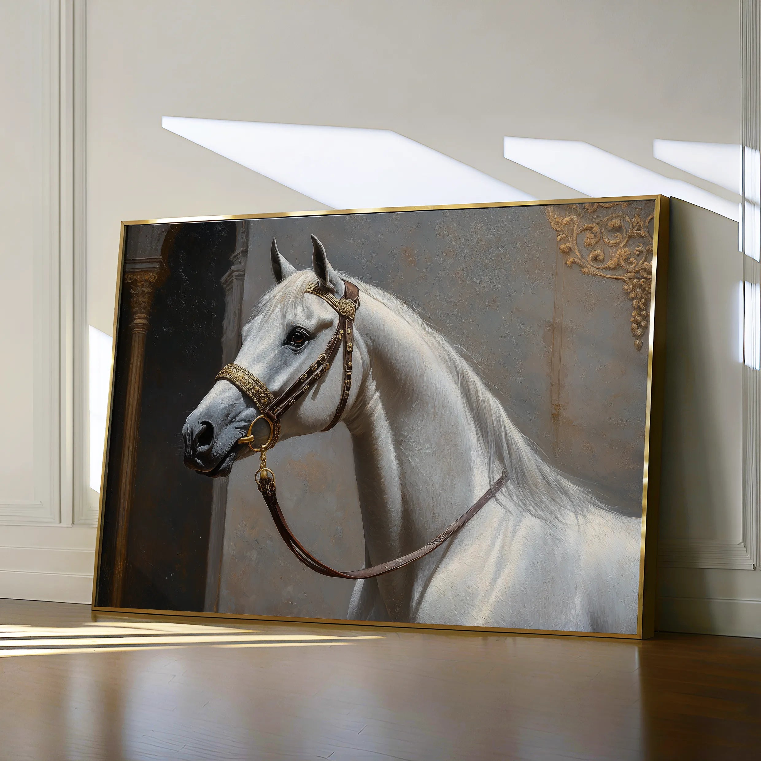 Horses 220 Canvas Art 18" x 24" / 45 x 60 cm / Black