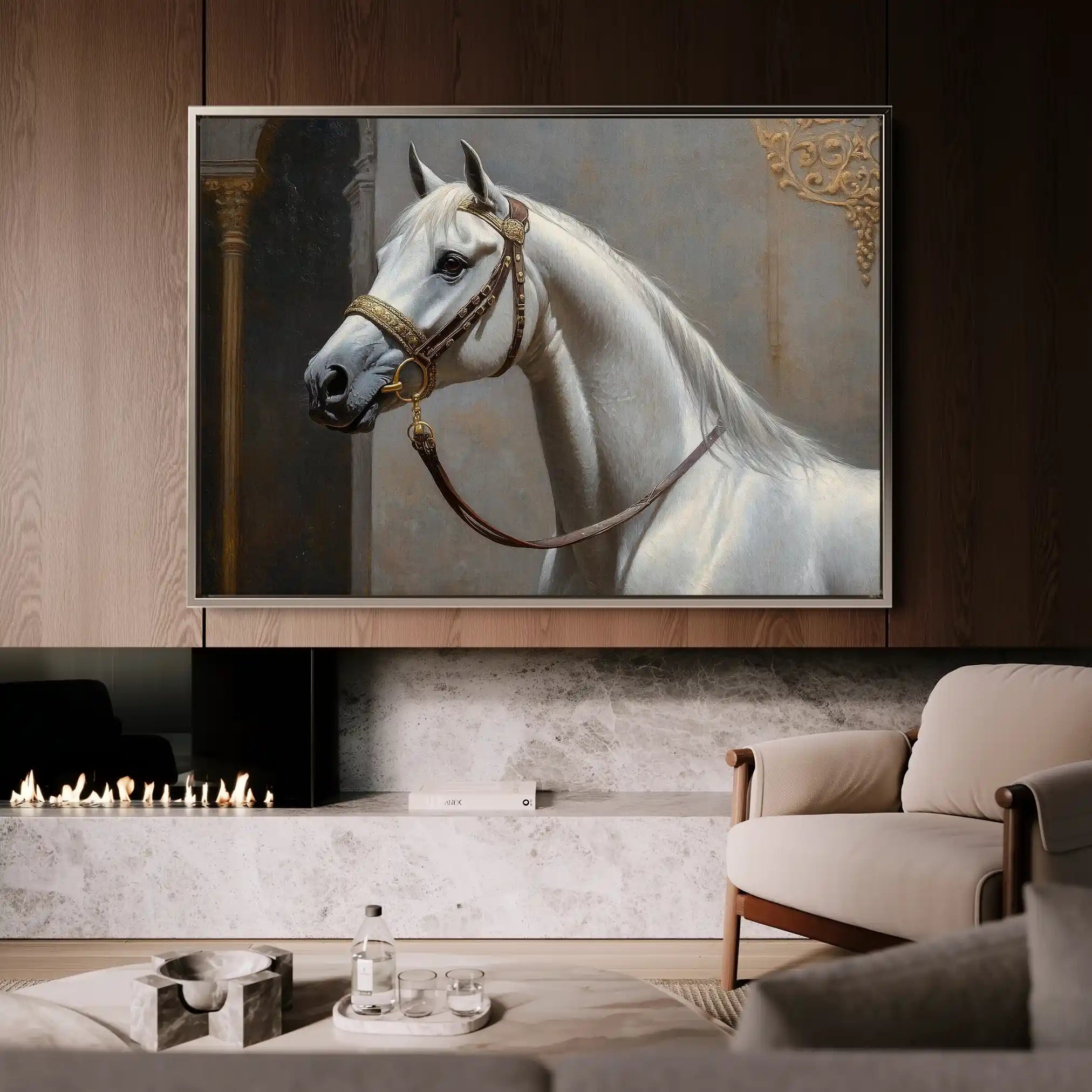 Horses 220 Canvas Art 60 x 40 cm / Black