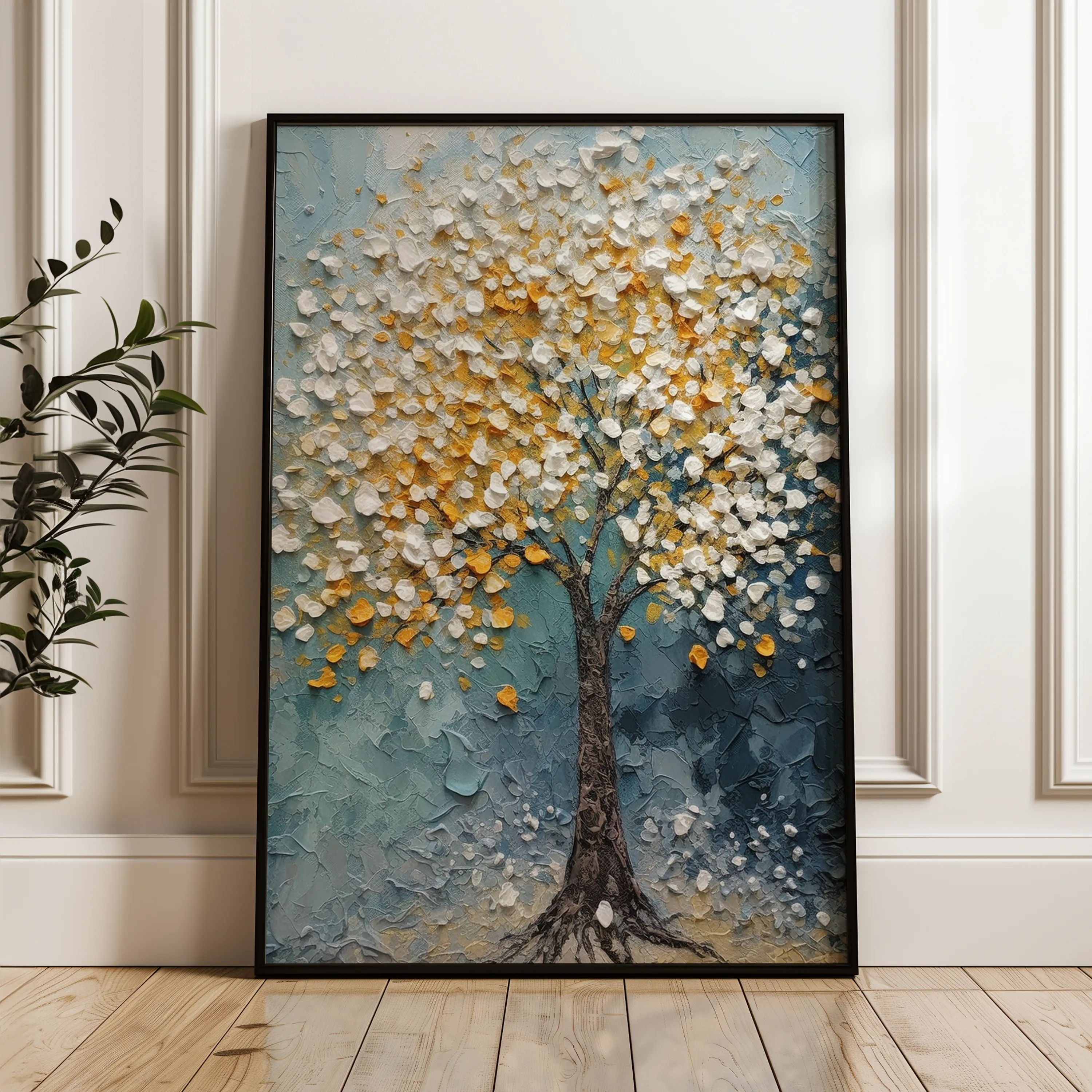 Floral 223 Canvas Art 18" x 24" / 45 x 60 cm / Black