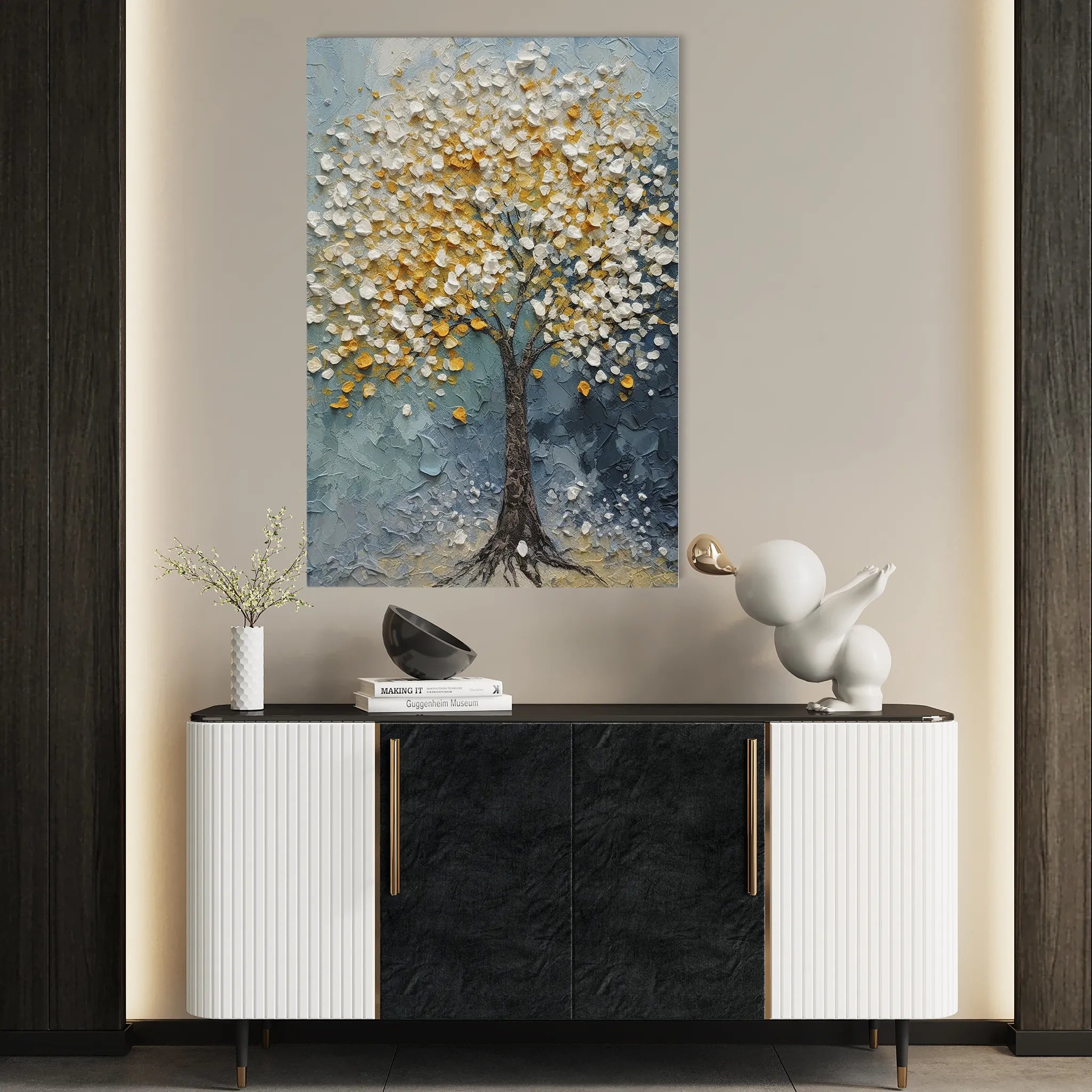 Floral 223 Canvas Art 18" x 24" / 45 x 60 cm / Black