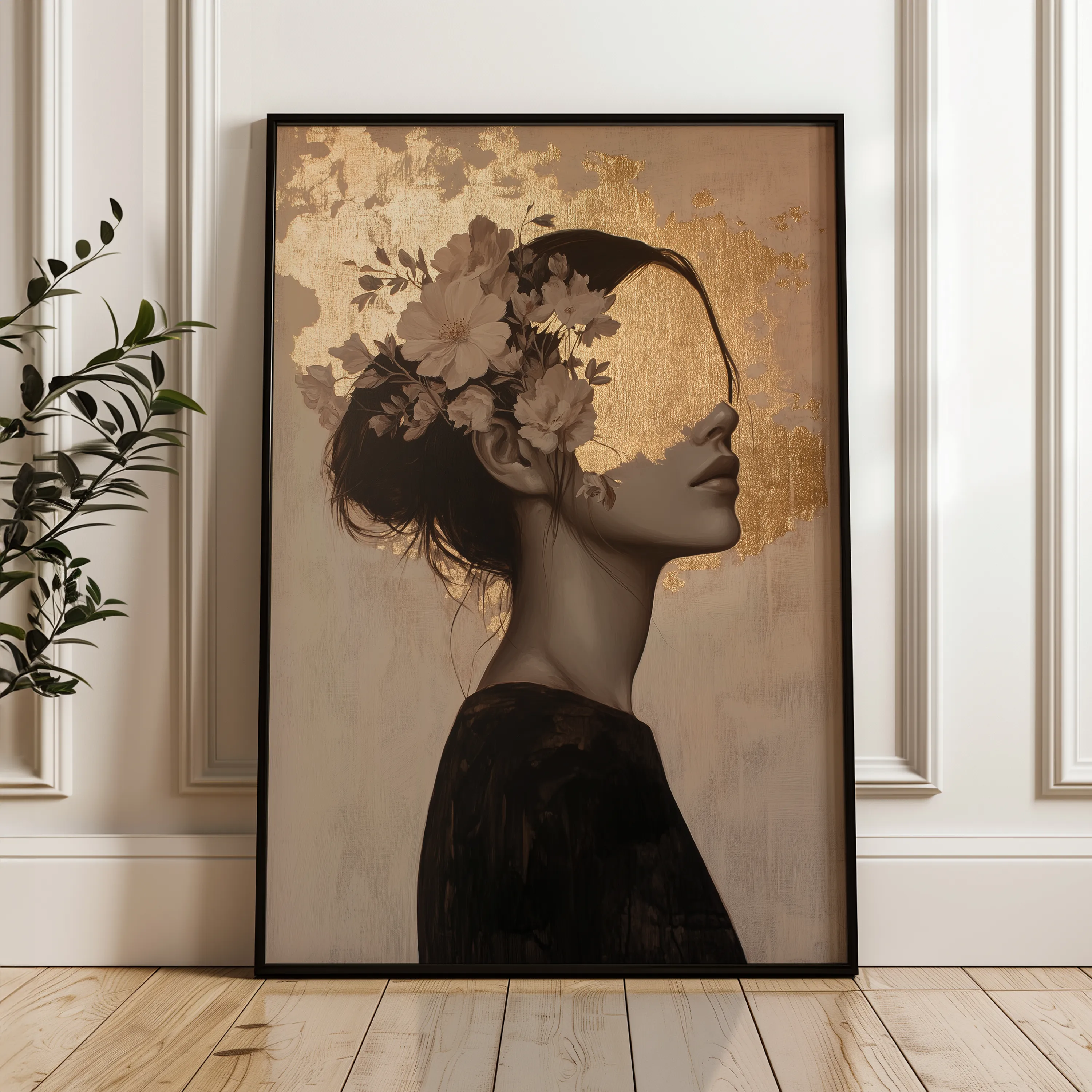 Portrait 223 Canvas Art 18" x 24" / 45 x 60 cm / Black