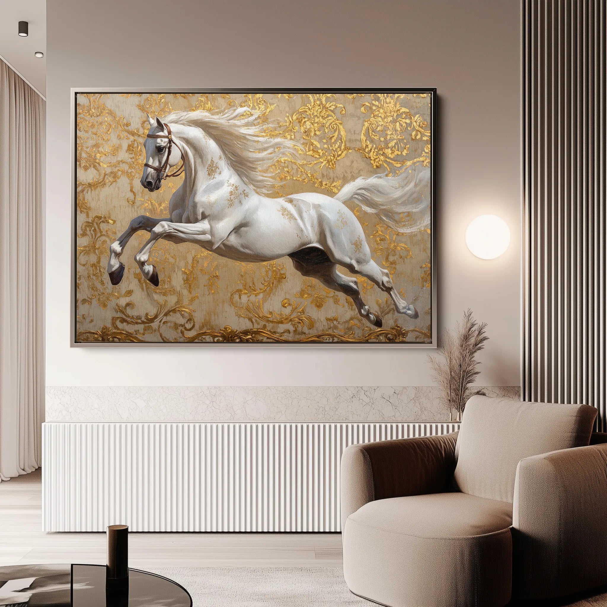Horses 224 Canvas Art 18" x 24" / 45 x 60 cm / Black