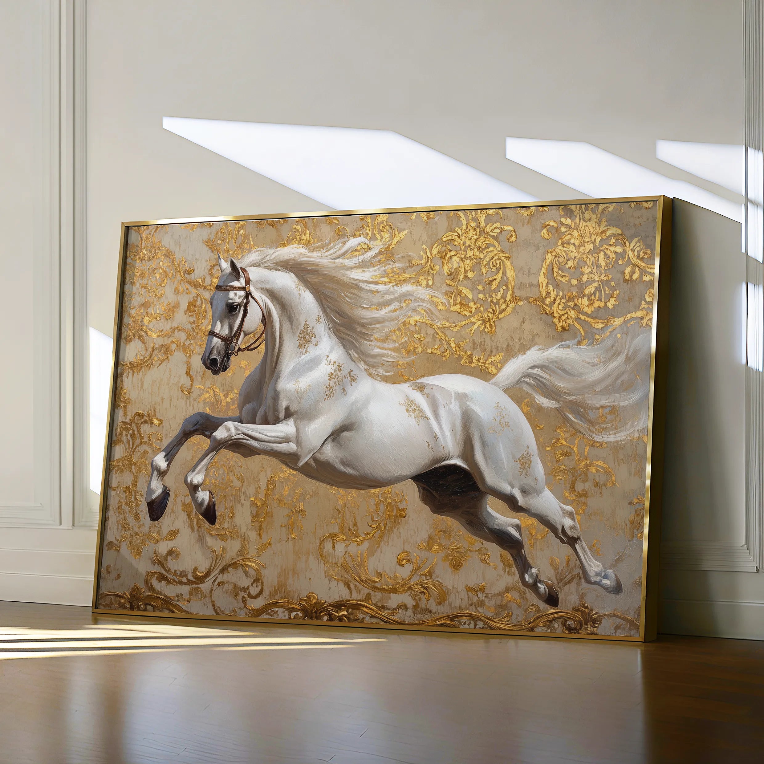 Horses 224 Canvas Art 18" x 24" / 45 x 60 cm / Black