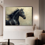 Horses 225 Canvas Art 18" x 24" / 45 x 60 cm / Black