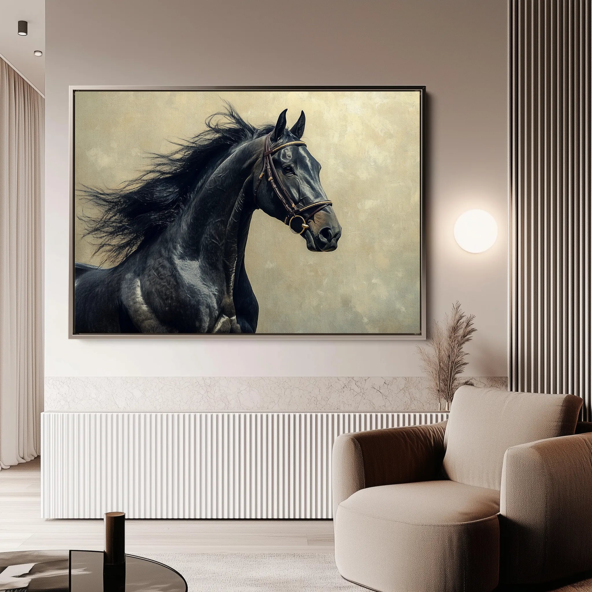 Horses 225 Canvas Art 18" x 24" / 45 x 60 cm / Black
