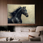 Horses 225 Canvas Art 18" x 24" / 45 x 60 cm / Black