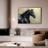Horses 225 Canvas Art 18" x 24" / 45 x 60 cm / Black