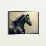 Horses 225 Canvas Art 18" x 24" / 45 x 60 cm / Black