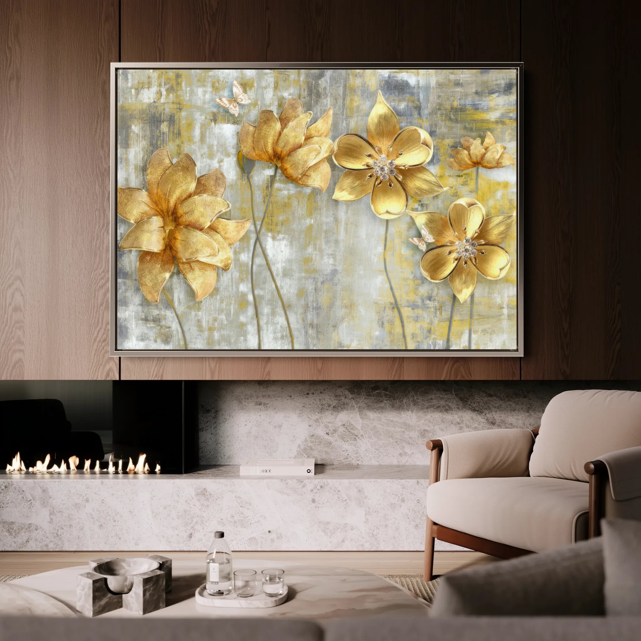 Floral 226 Canvas Art 18" x 24" / 45 x 60 cm / Black
