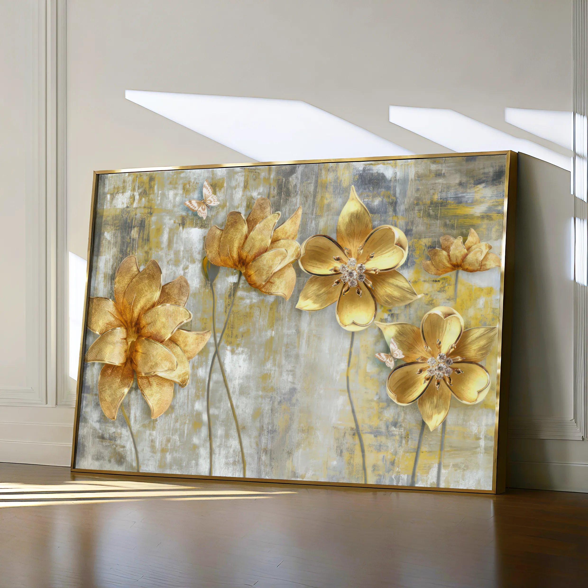 Floral 226 Canvas Art 18" x 24" / 45 x 60 cm / Black