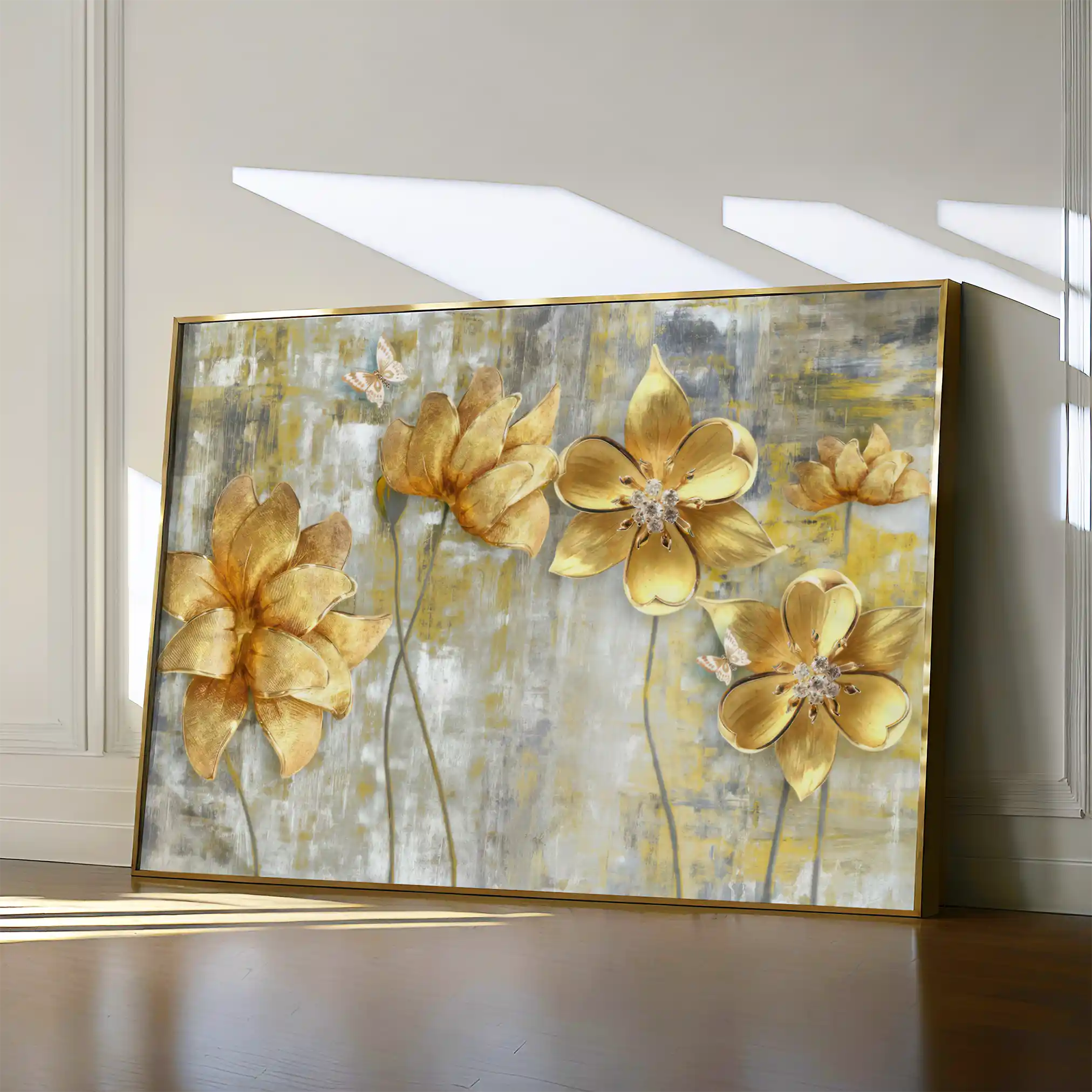 Floral 226 Canvas Art 60 x 40 cm / Black