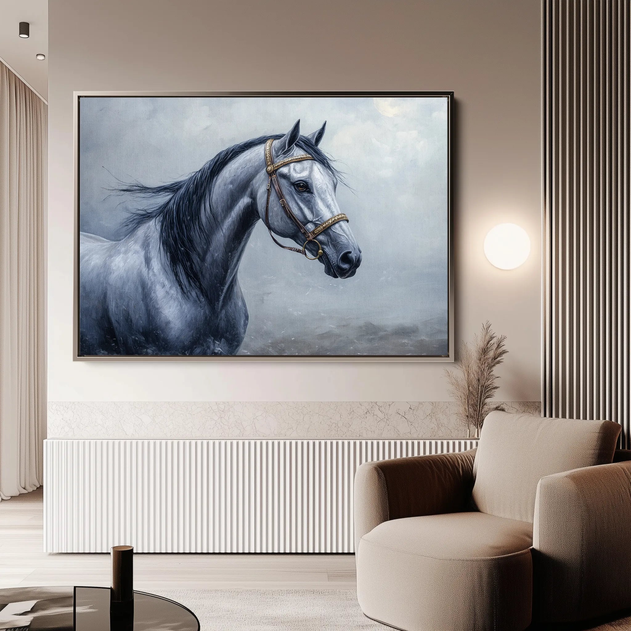 Horses 226 Canvas Art 18" x 24" / 45 x 60 cm / Black