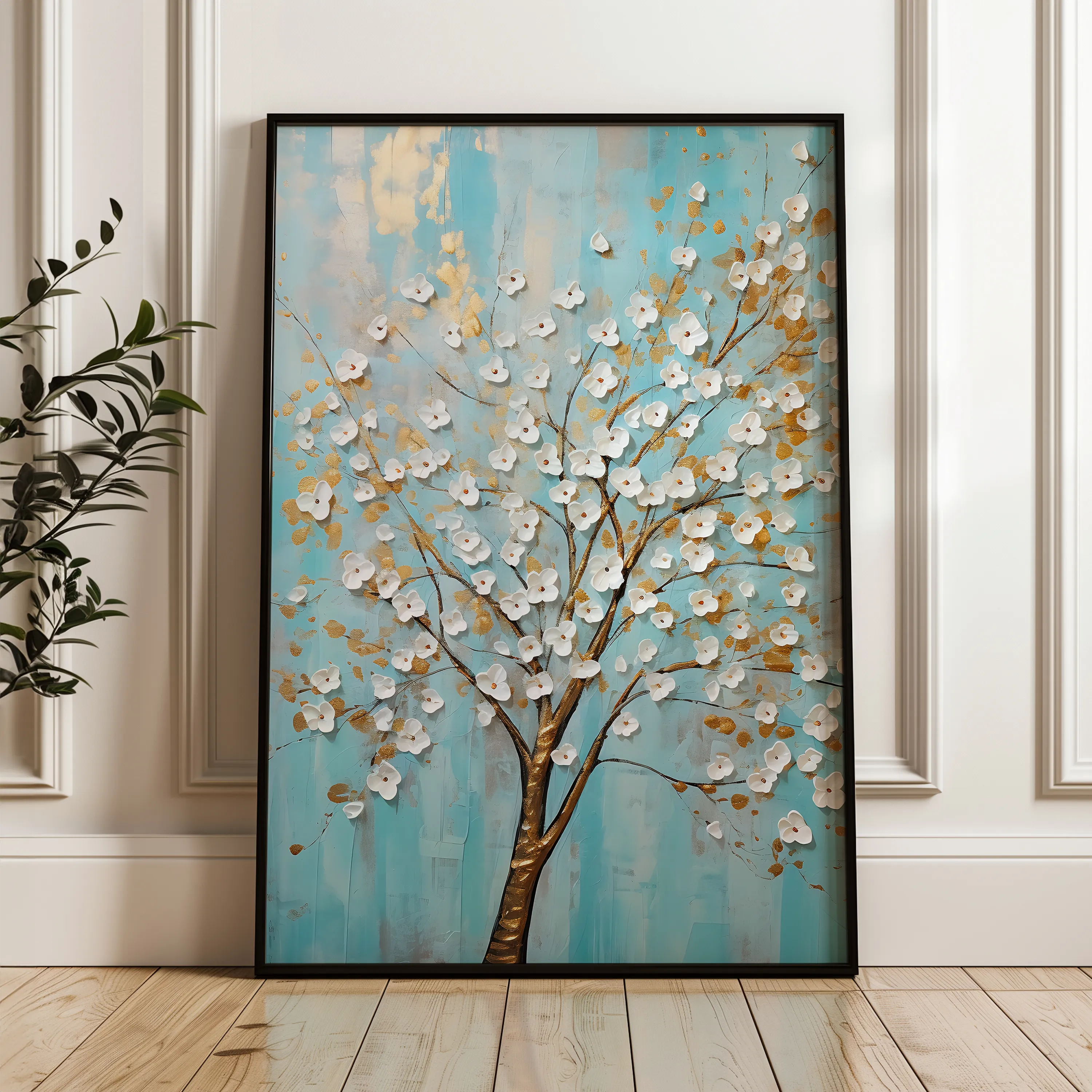 Floral 227 Canvas Art 18" x 24" / 45 x 60 cm / Black