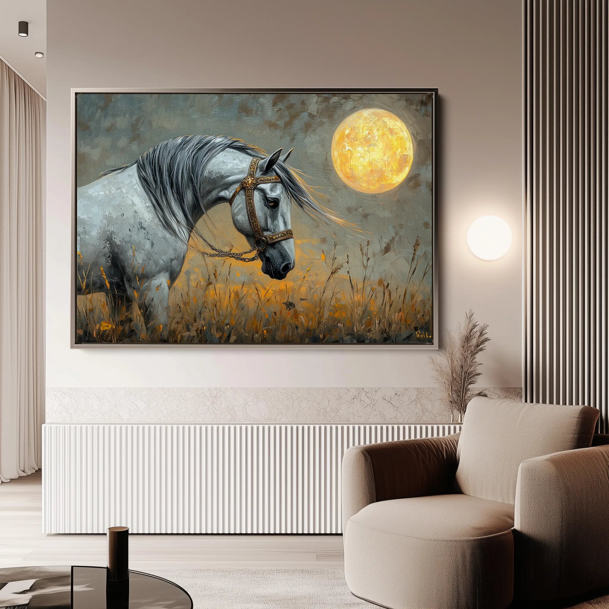 Horses 227 Canvas Art 18" x 24" / 45 x 60 cm / Black
