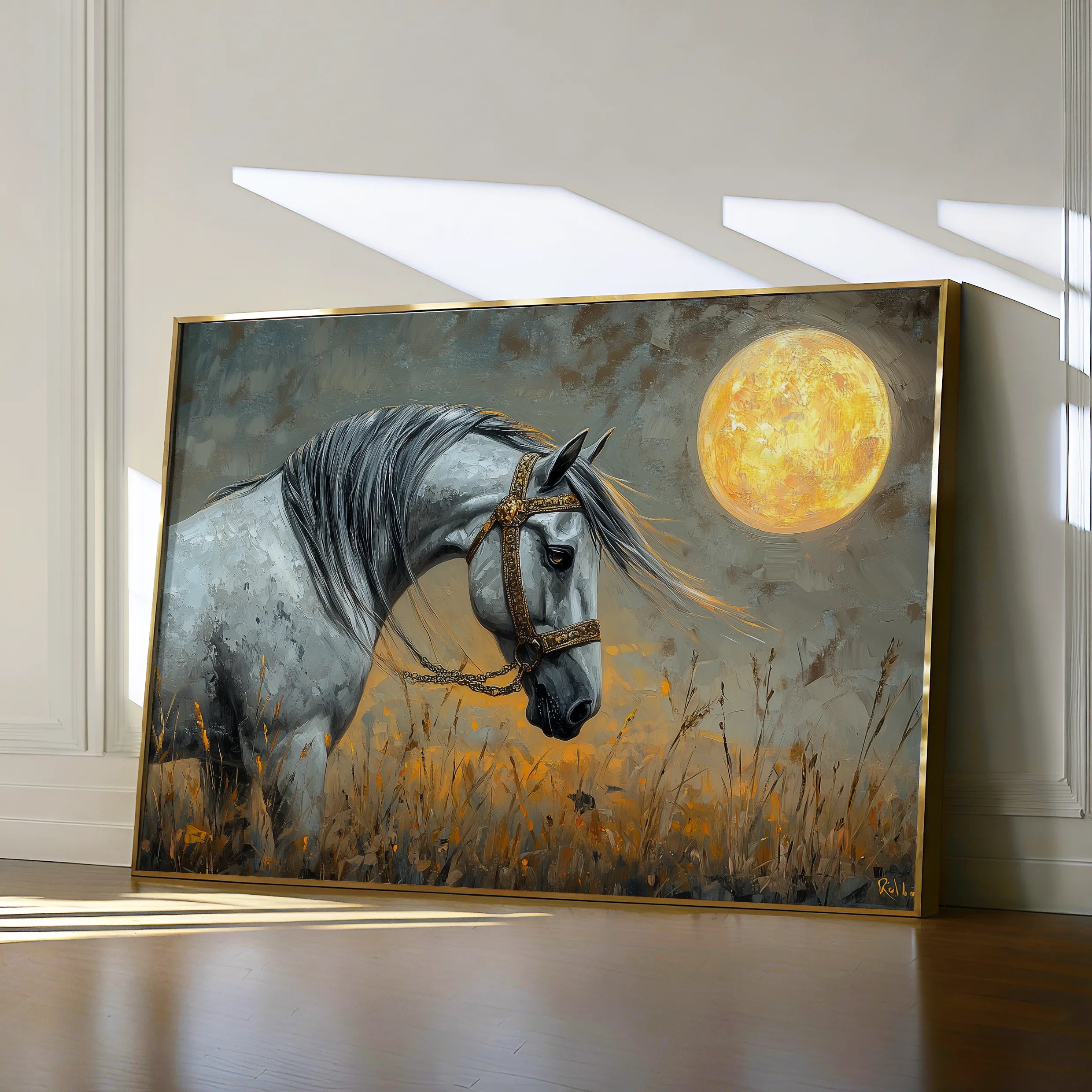 Horses 227 Canvas Art 18" x 24" / 45 x 60 cm / Black