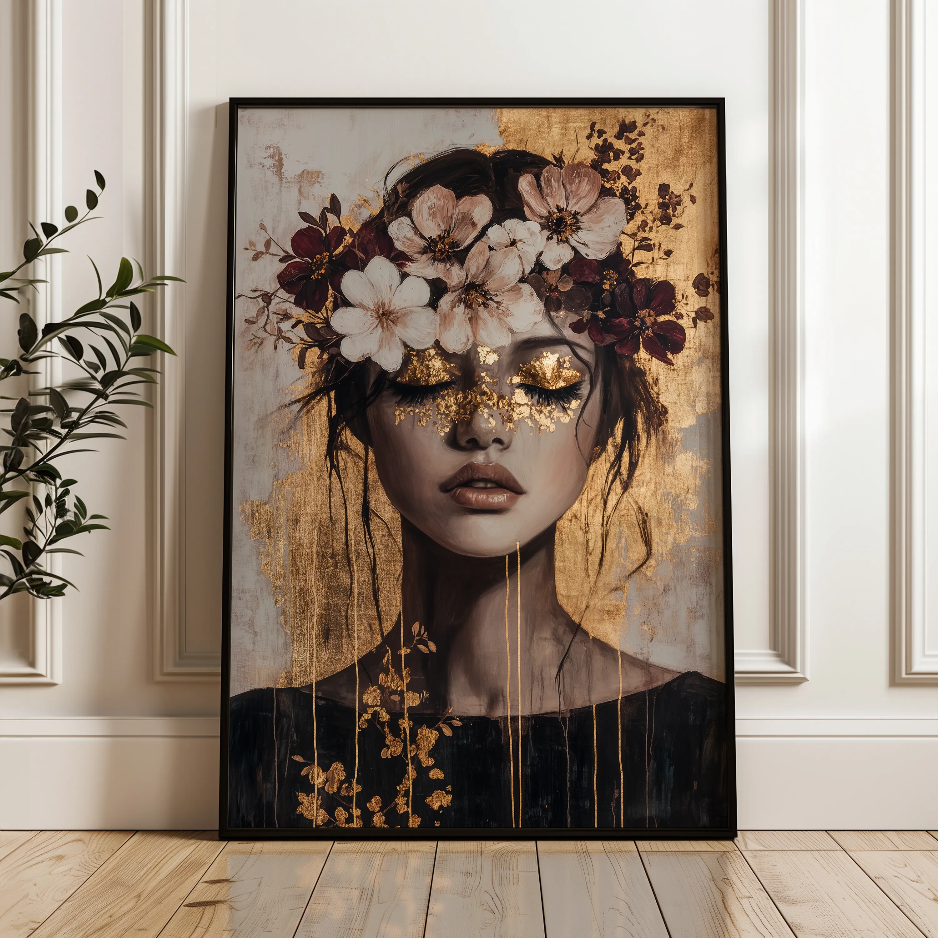 Portrait 227 Canvas Art 18" x 24" / 45 x 60 cm / Black