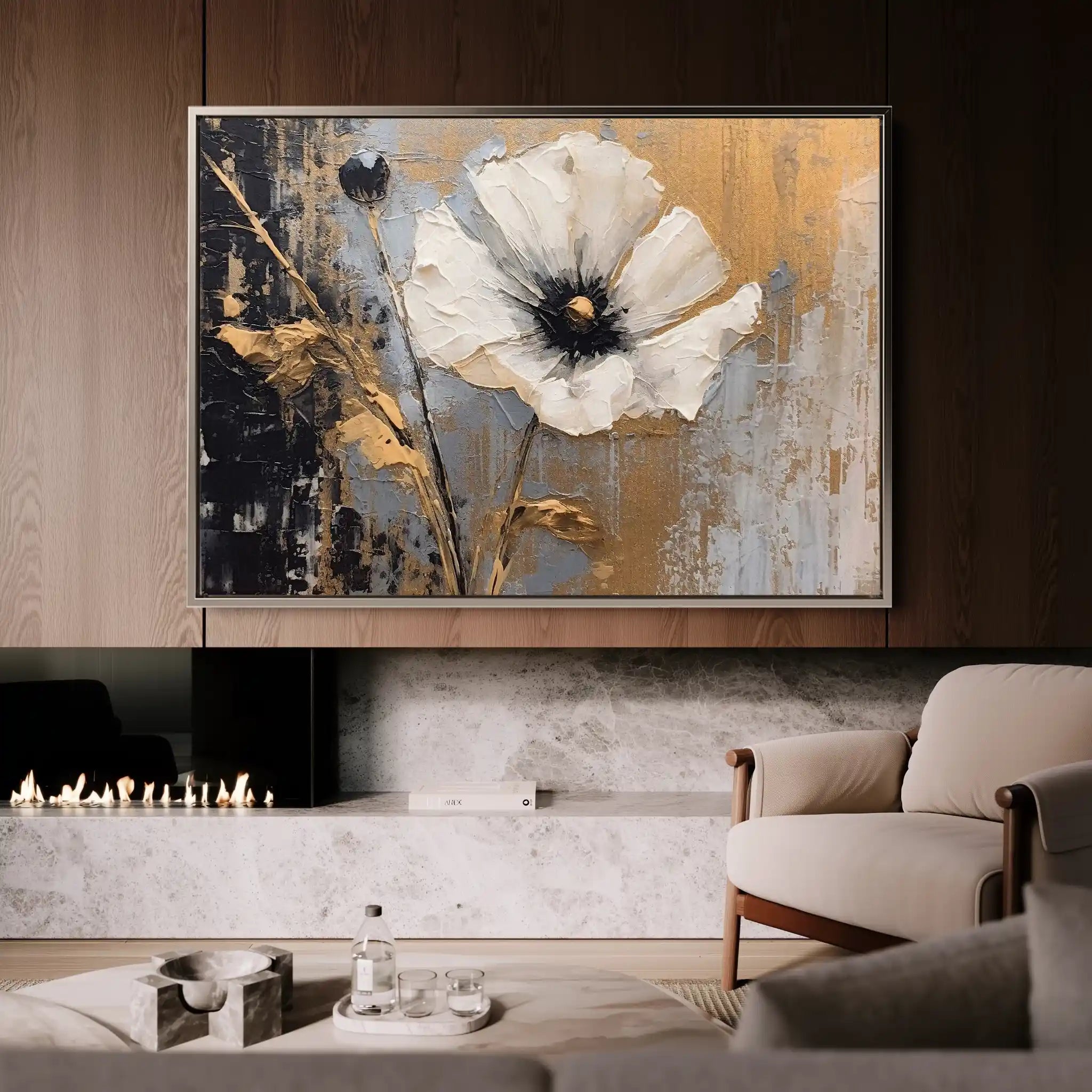 Floral 228 Canvas Art 60 x 40 cm / Black