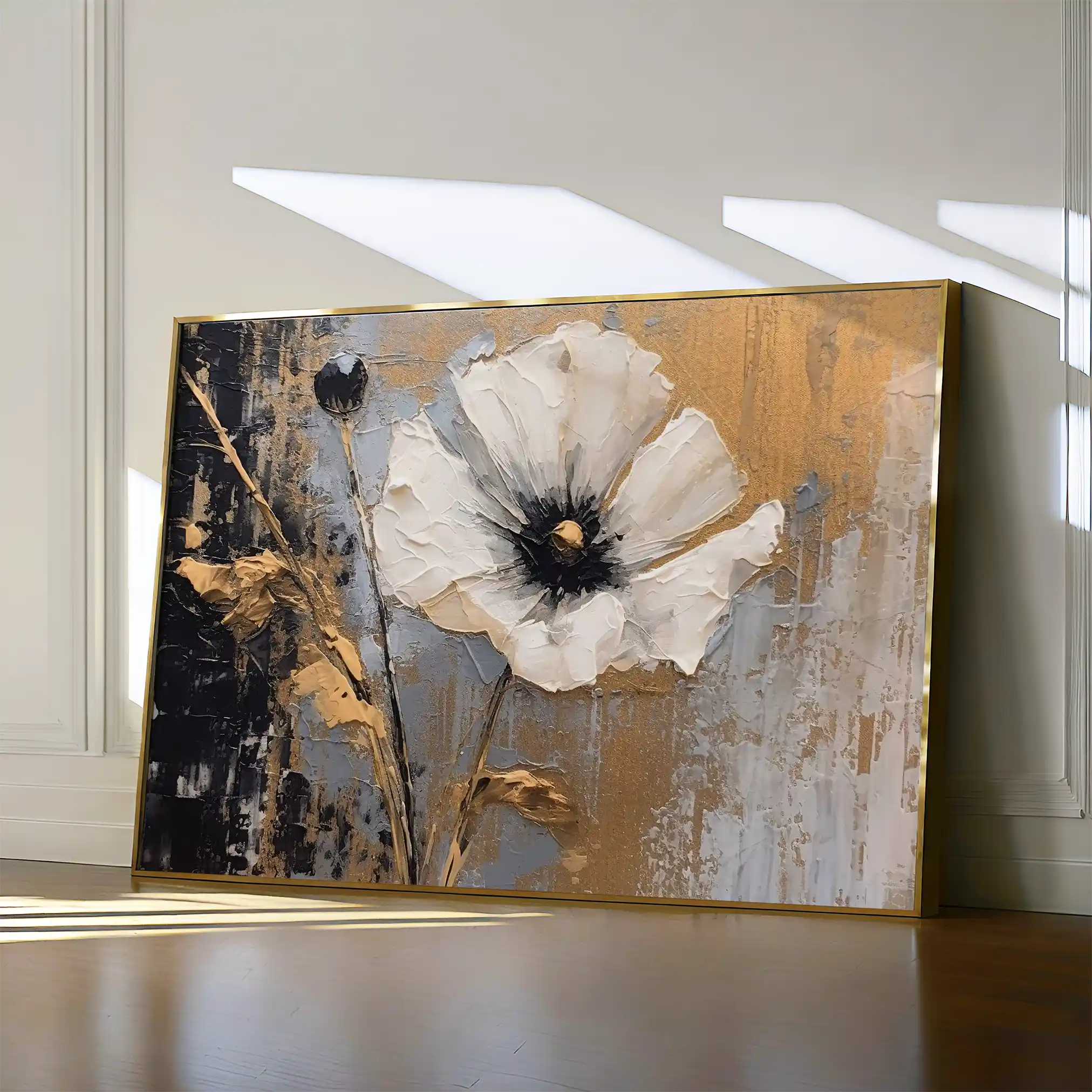 Floral 228 Canvas Art 60 x 40 cm / Black