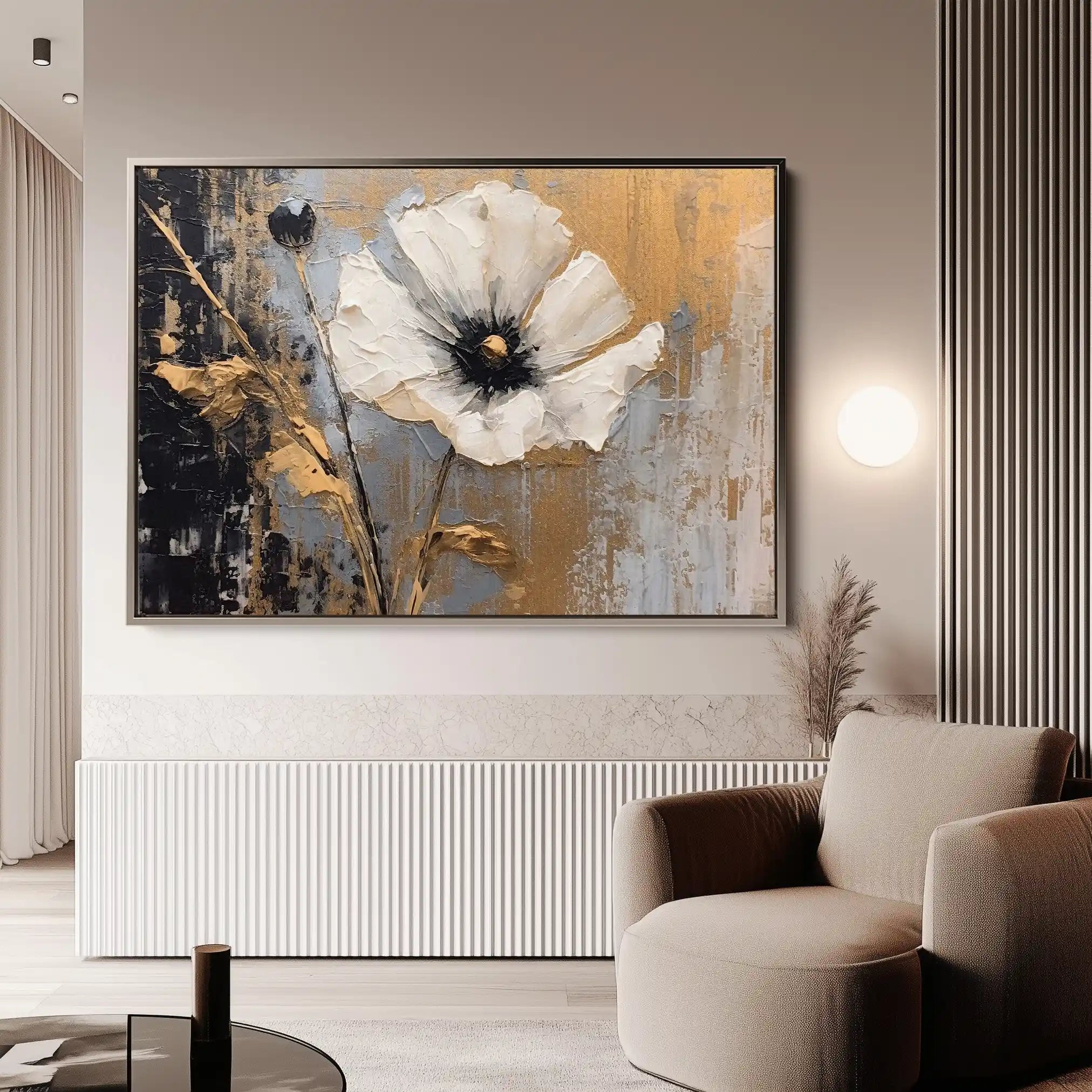 Floral 228 Canvas Art 60 x 40 cm / Black