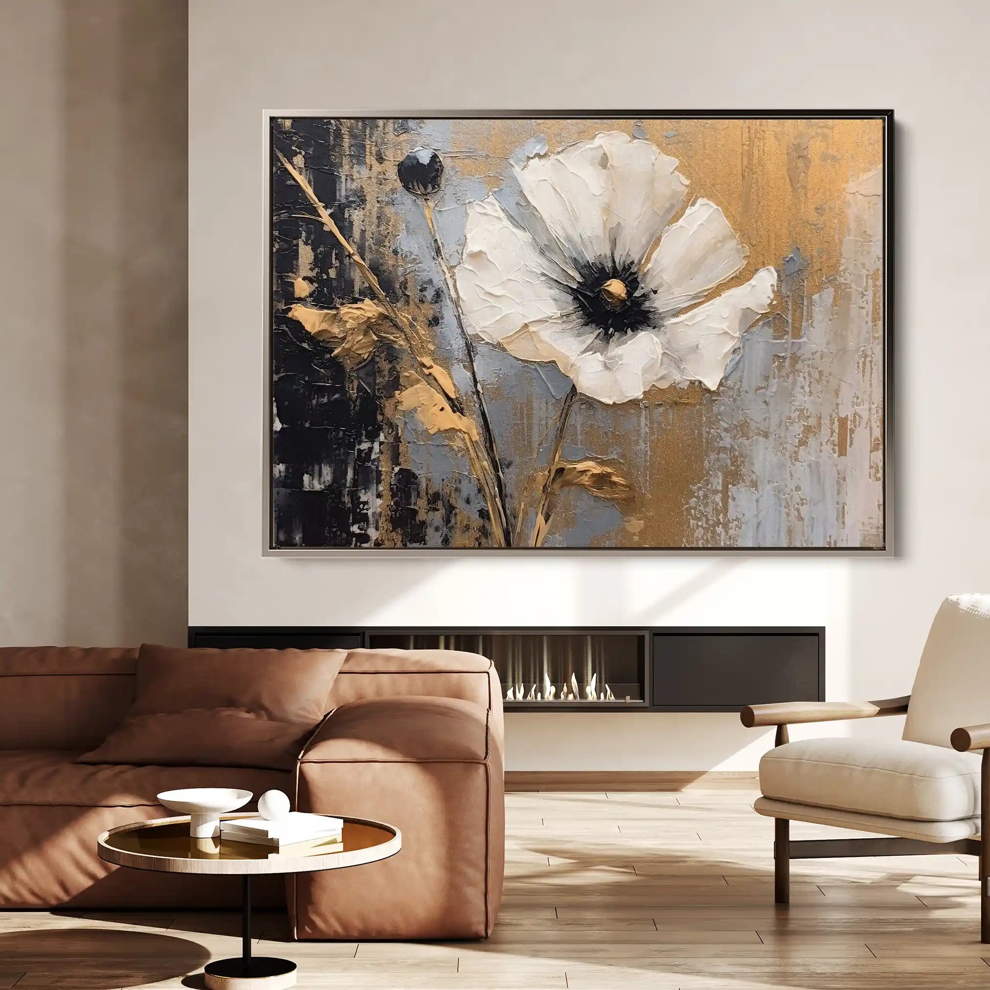 Floral 228 Canvas Art 60 x 40 cm / Black