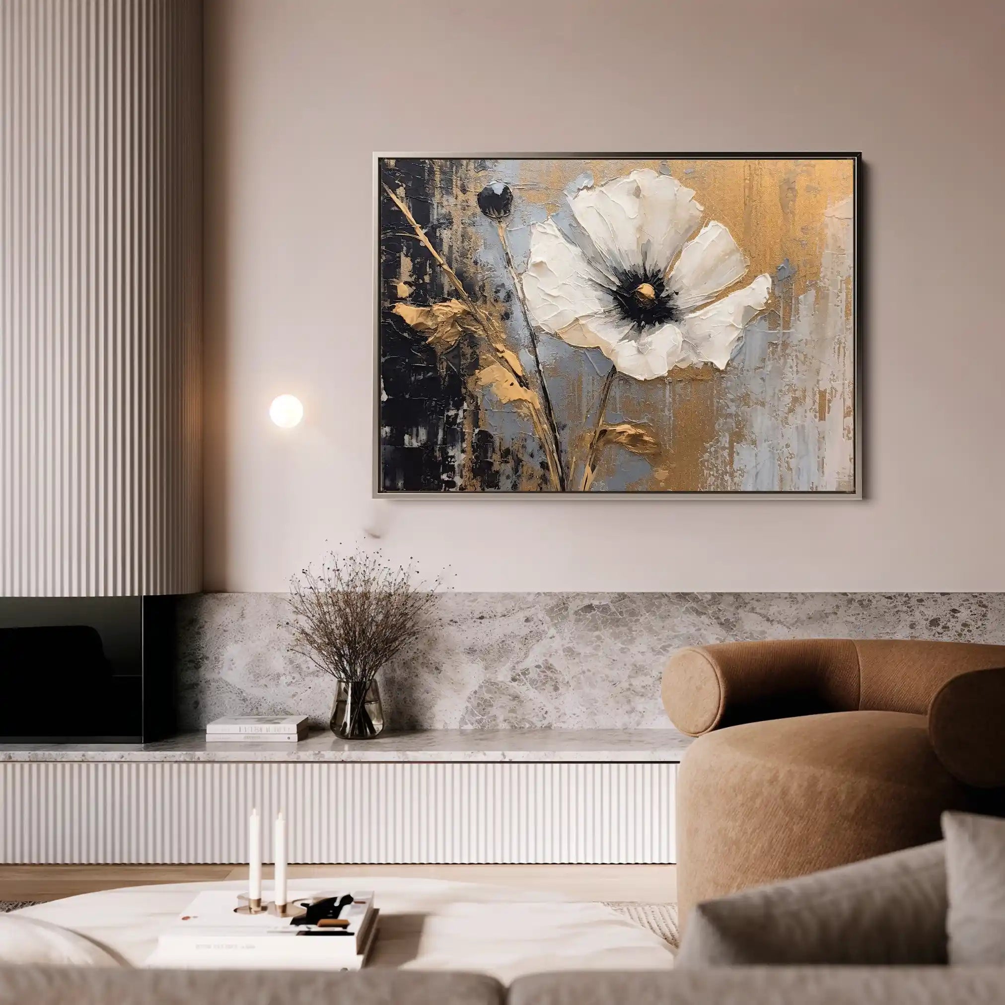 Floral 228 Canvas Art 60 x 40 cm / Black