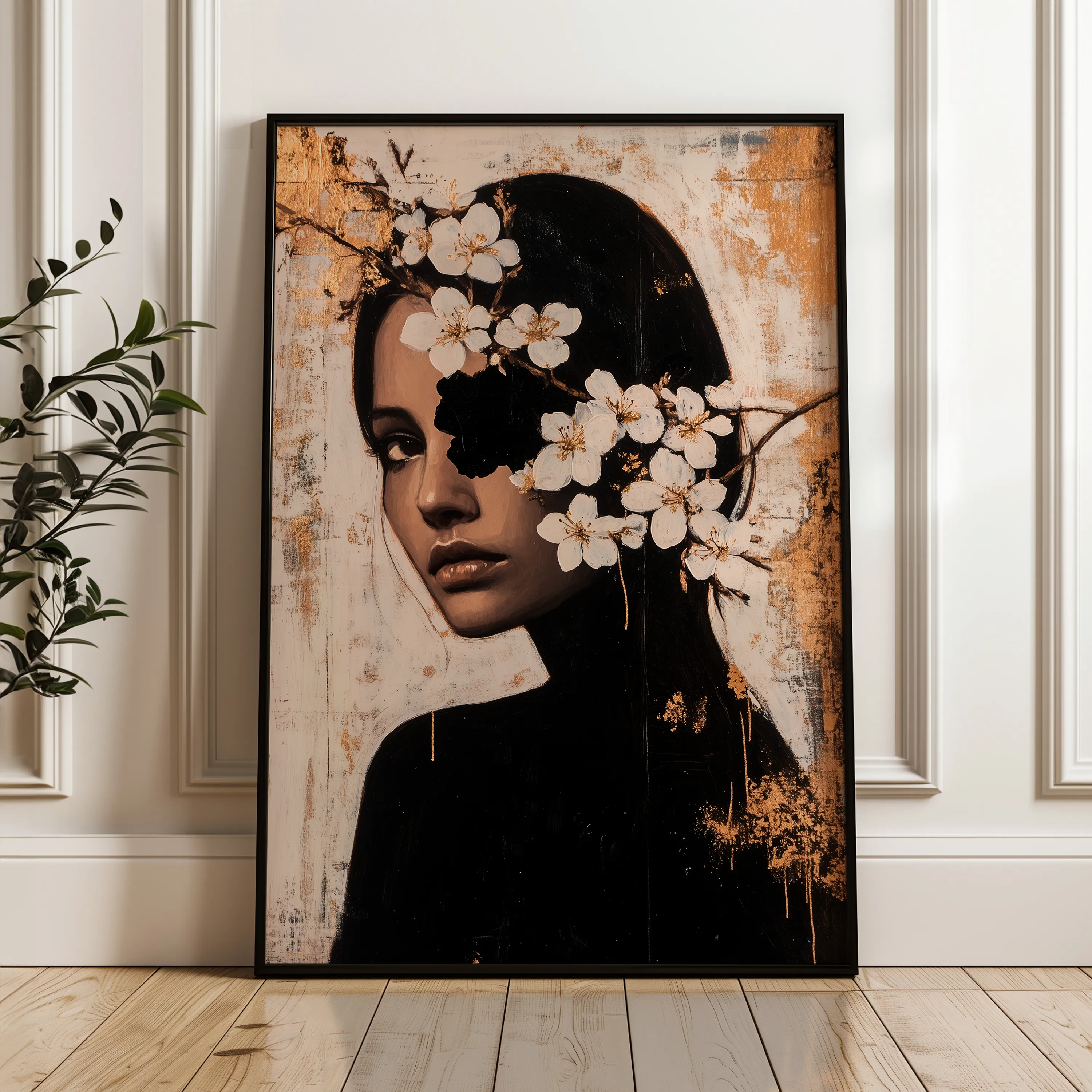 Portrait 228 Canvas Art 18" x 24" / 45 x 60 cm / Black