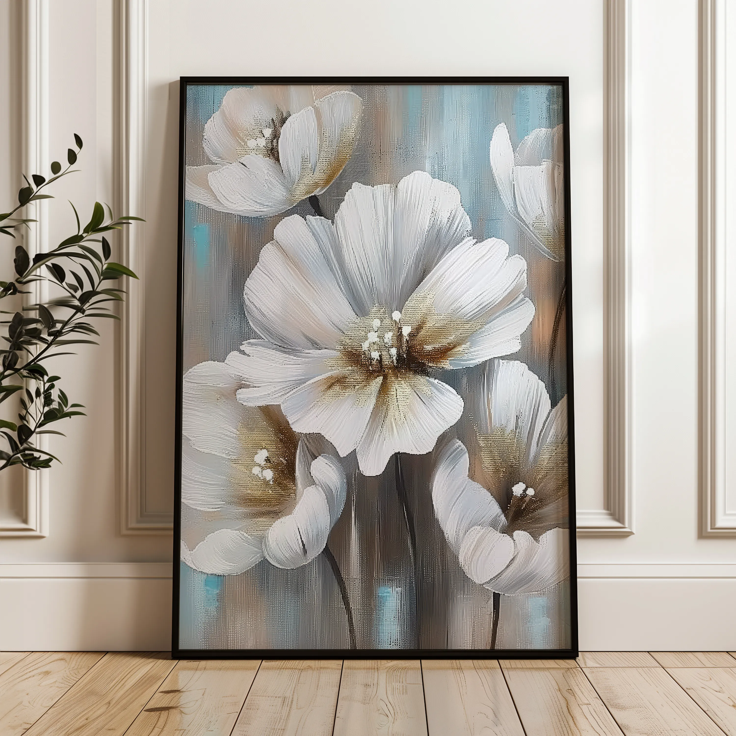 Floral 229 Canvas Art 18" x 24" / 45 x 60 cm / Black