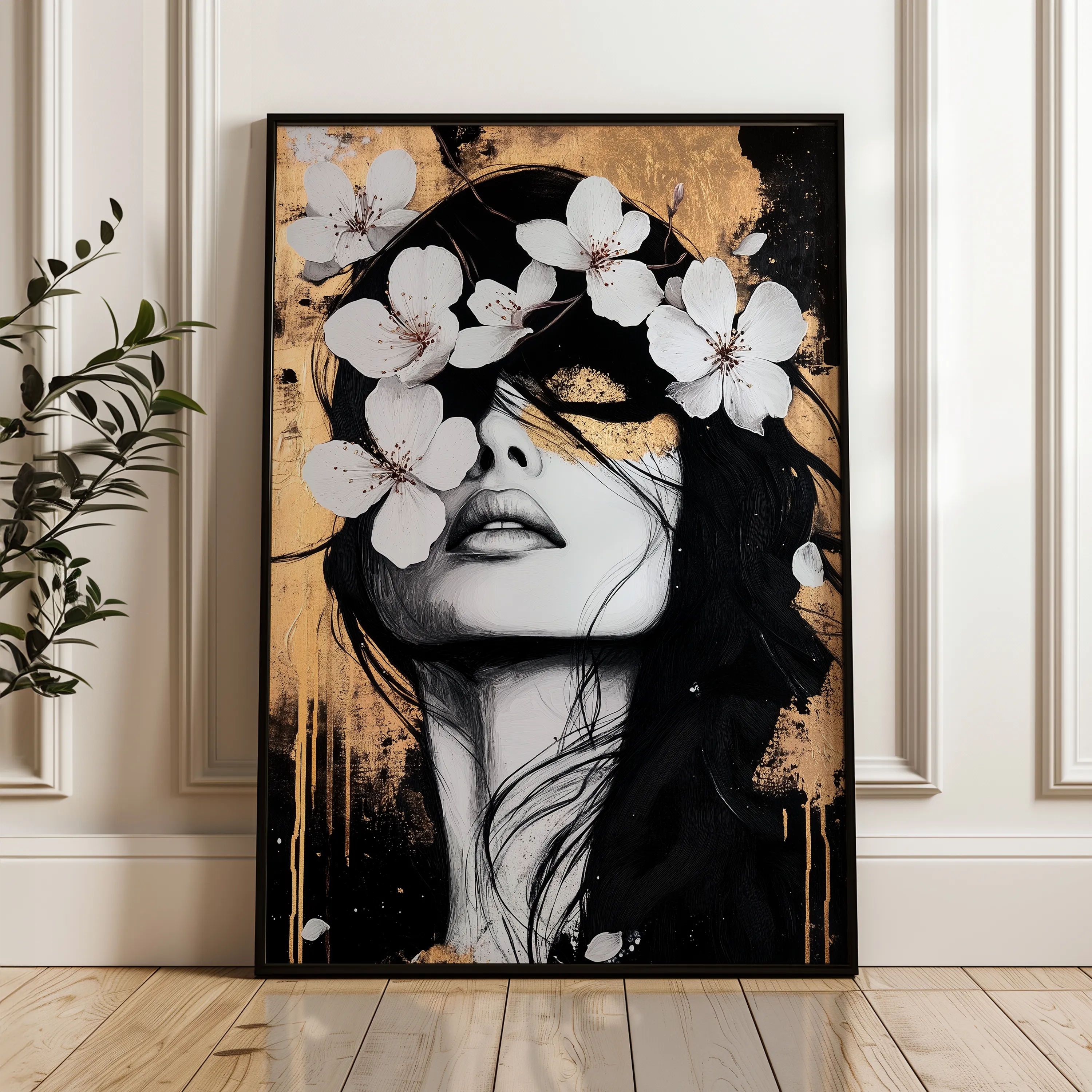 Portrait 229 Canvas Art 18" x 24" / 45 x 60 cm / Black
