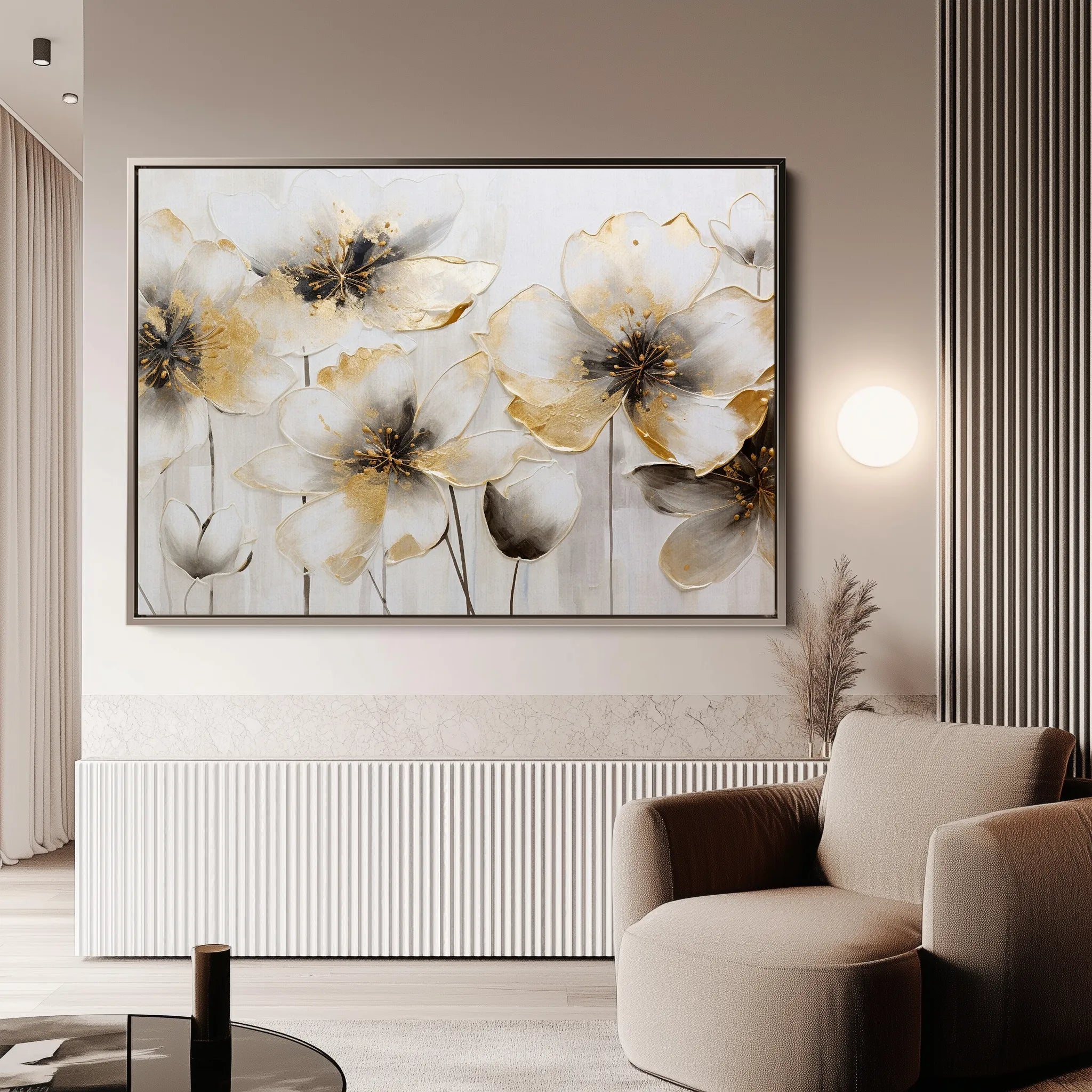 Floral 230 Canvas Art 18" x 24" / 45 x 60 cm / Black