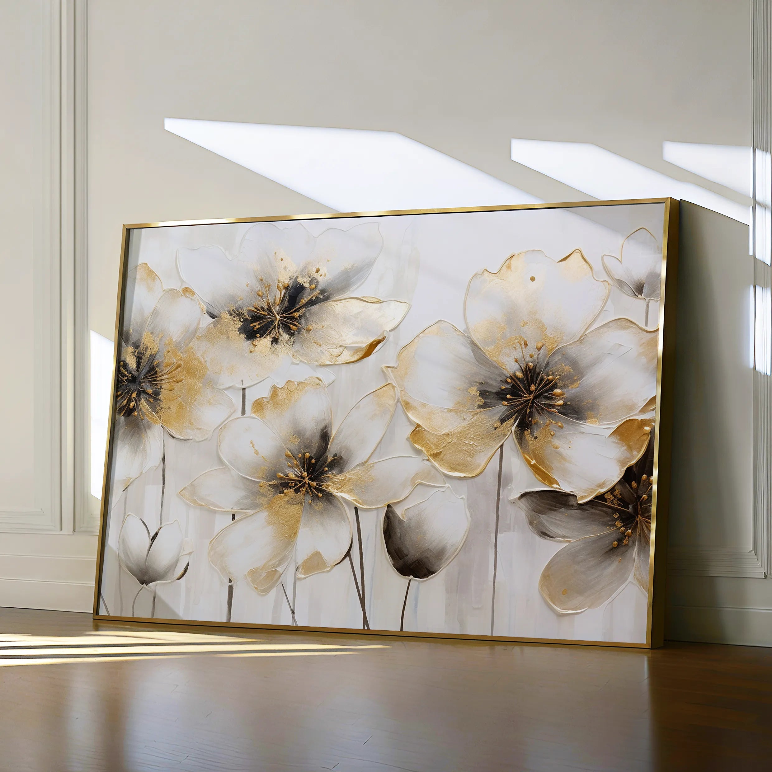Floral 230 Canvas Art 18" x 24" / 45 x 60 cm / Black