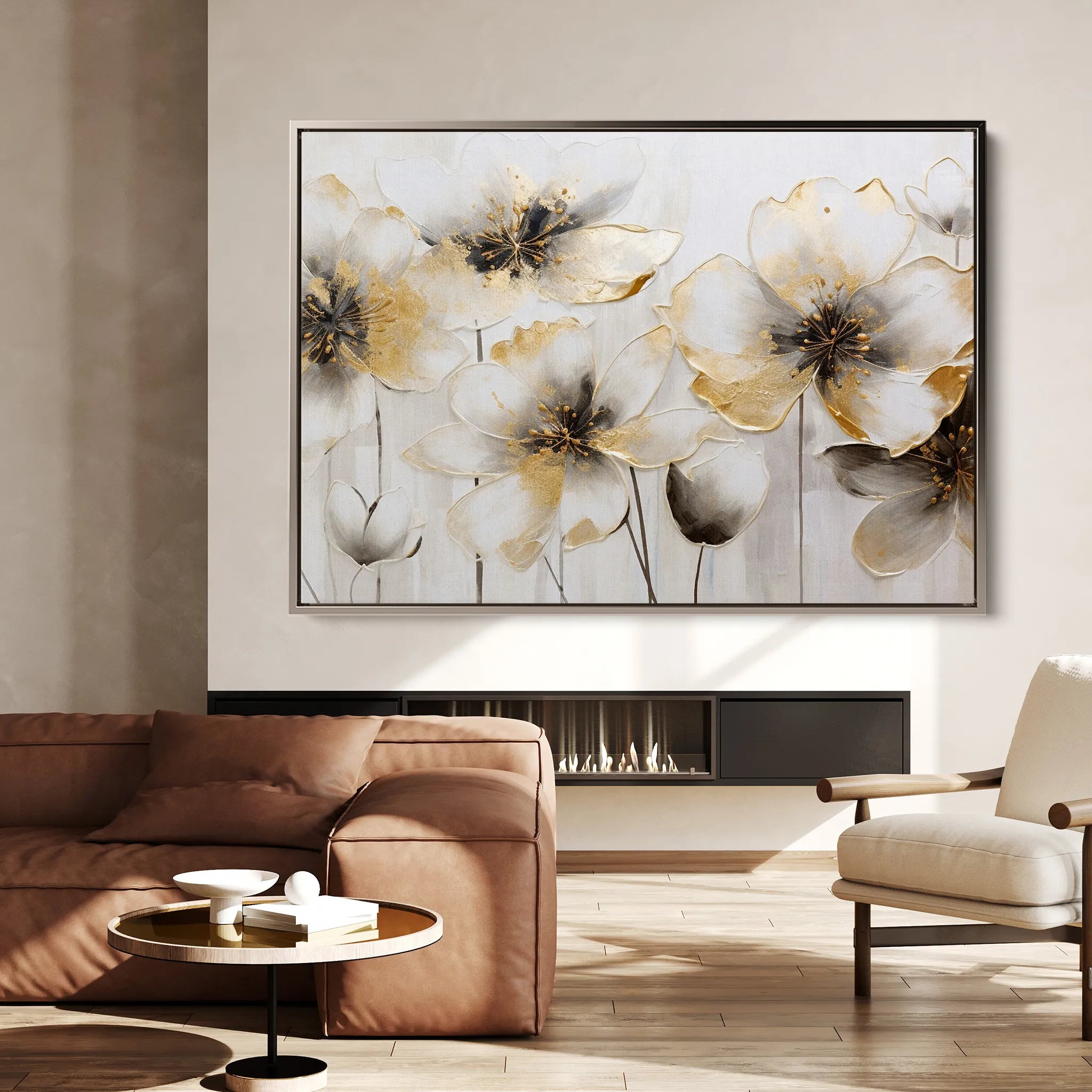 Floral 230 Canvas Art 18" x 24" / 45 x 60 cm / Black