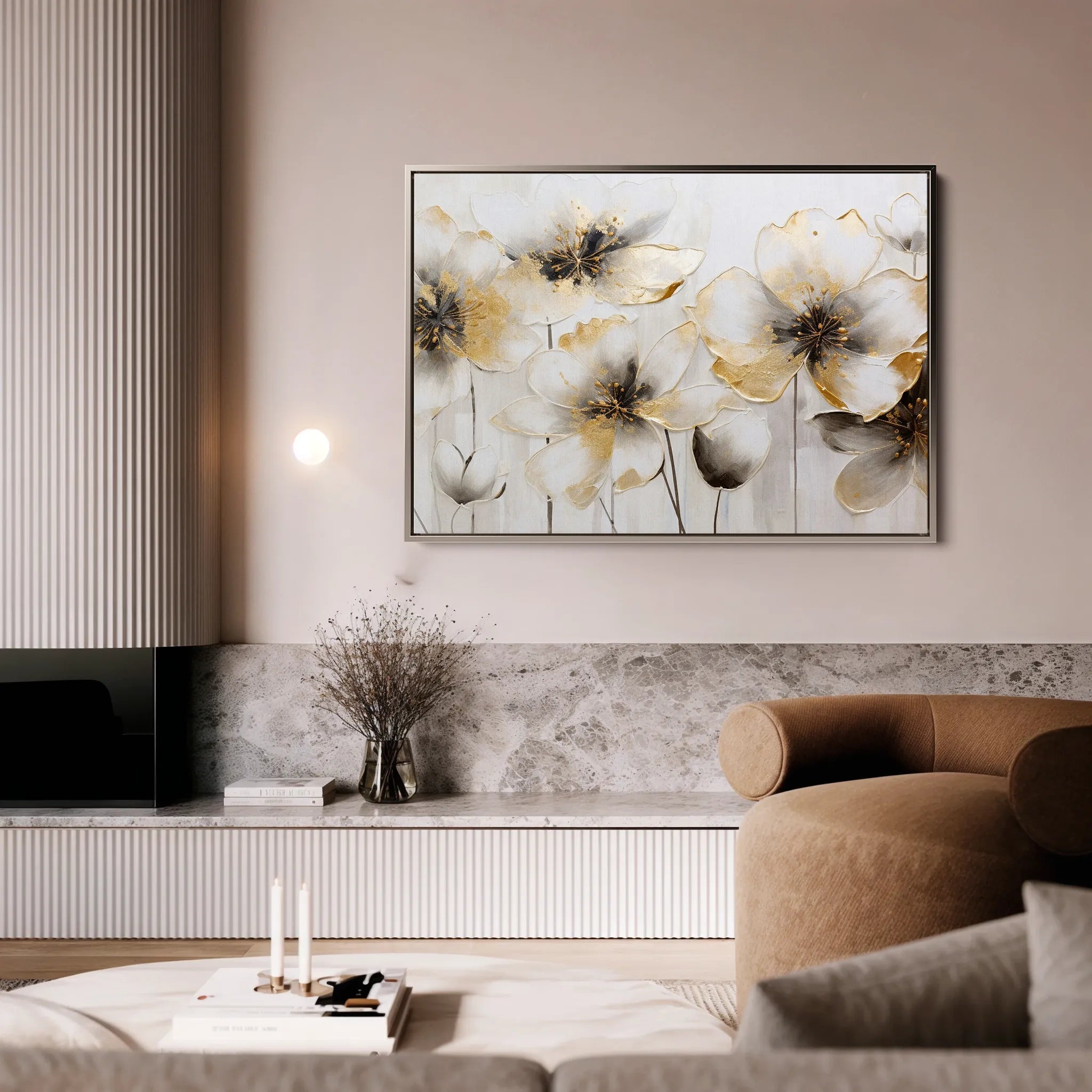 Floral 230 Canvas Art 18" x 24" / 45 x 60 cm / Black