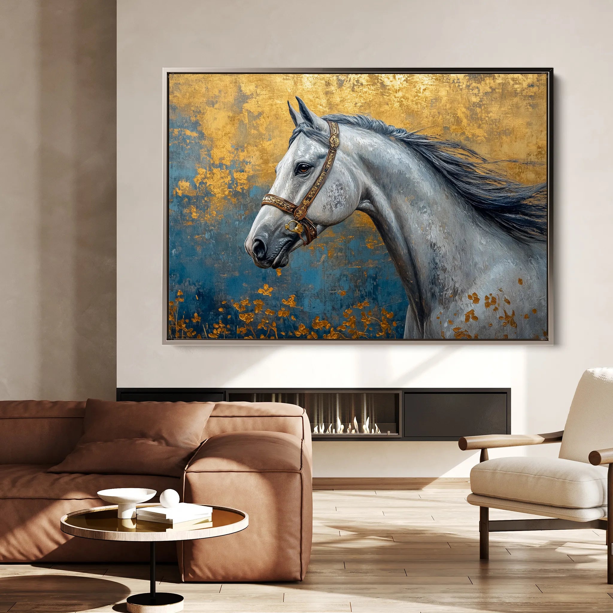 Horses 233 Canvas Art 18" x 24" / 45 x 60 cm / Black