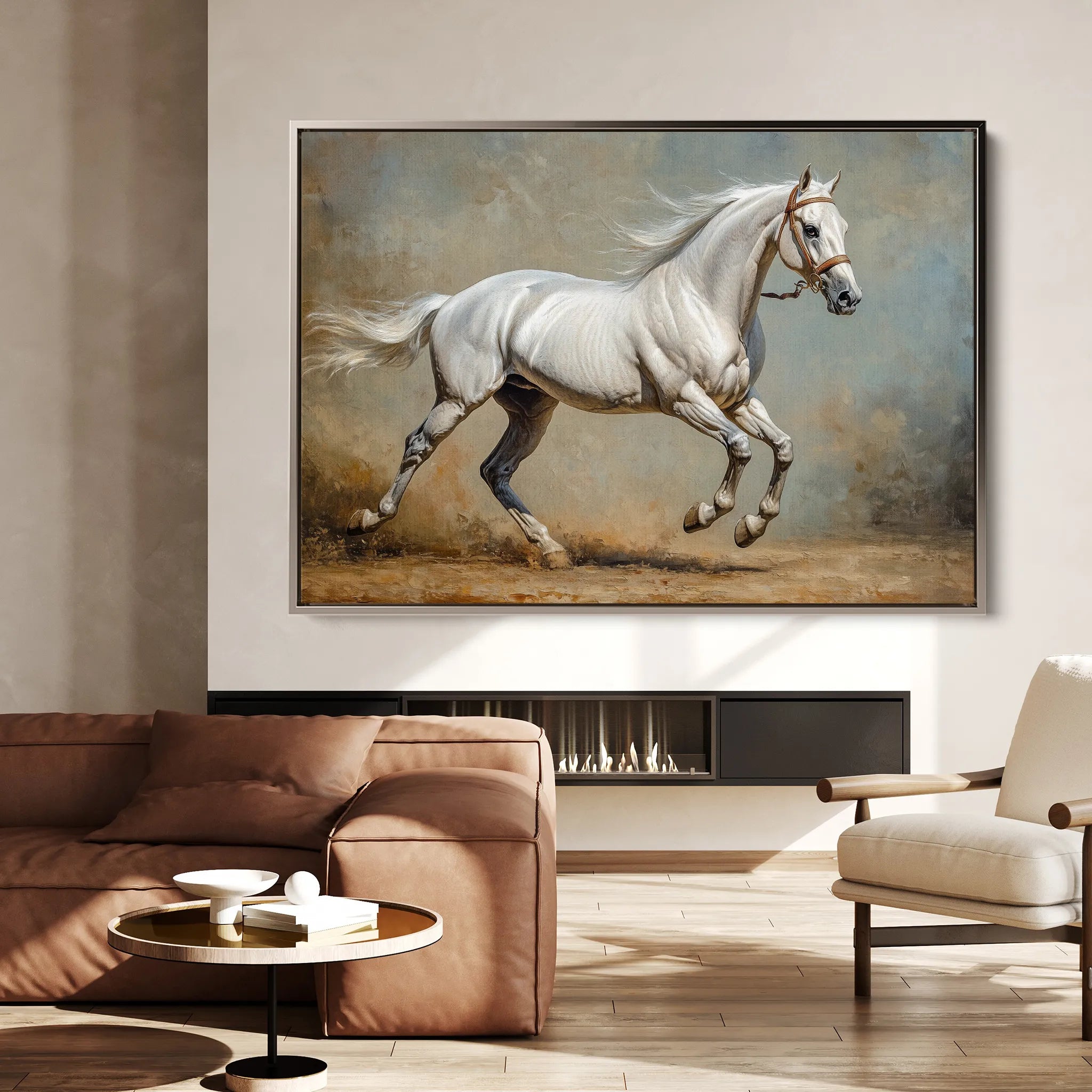 Horses 234 Canvas Art 18" x 24" / 45 x 60 cm / Black