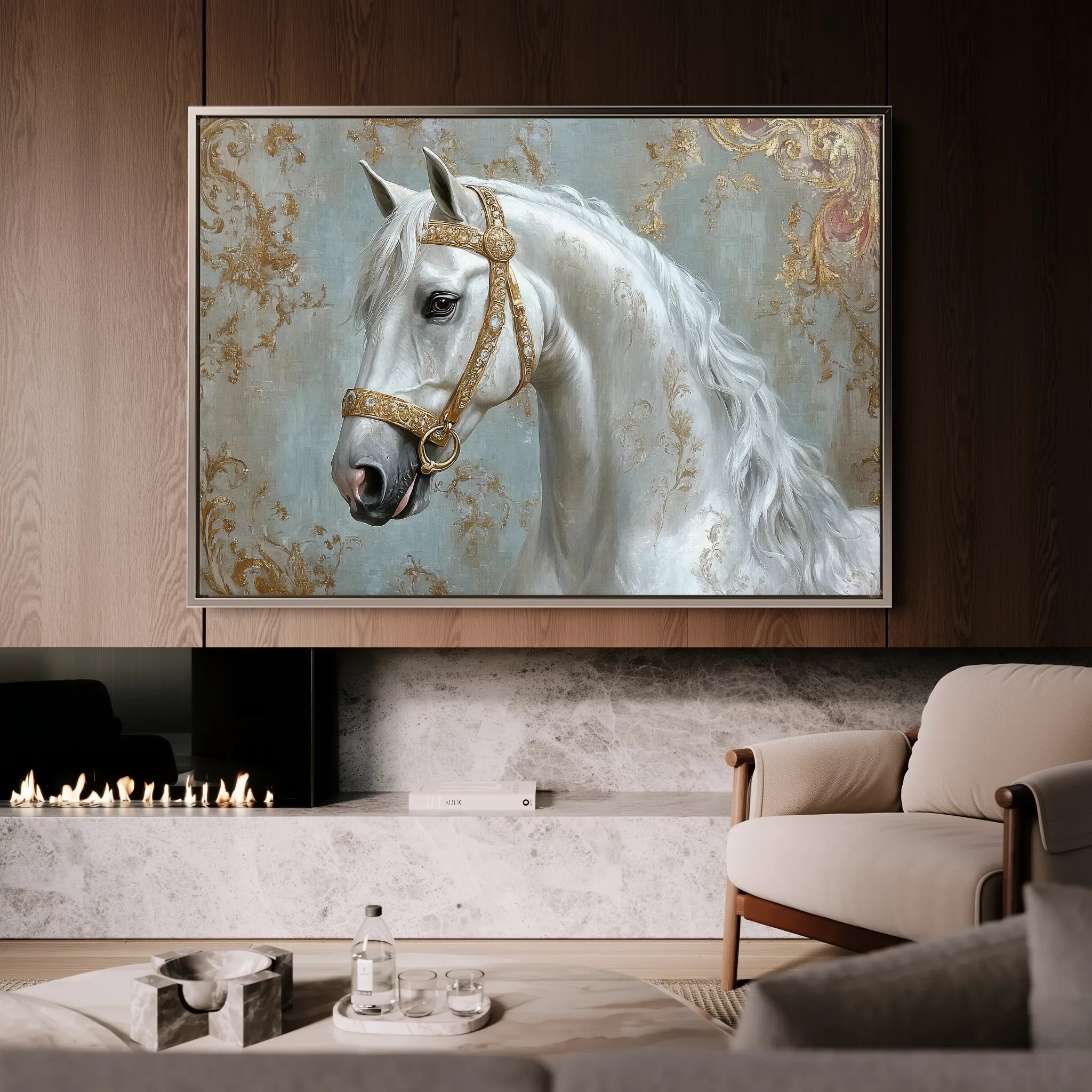 Horses 236 Canvas Art 18" x 24" / 45 x 60 cm / Black