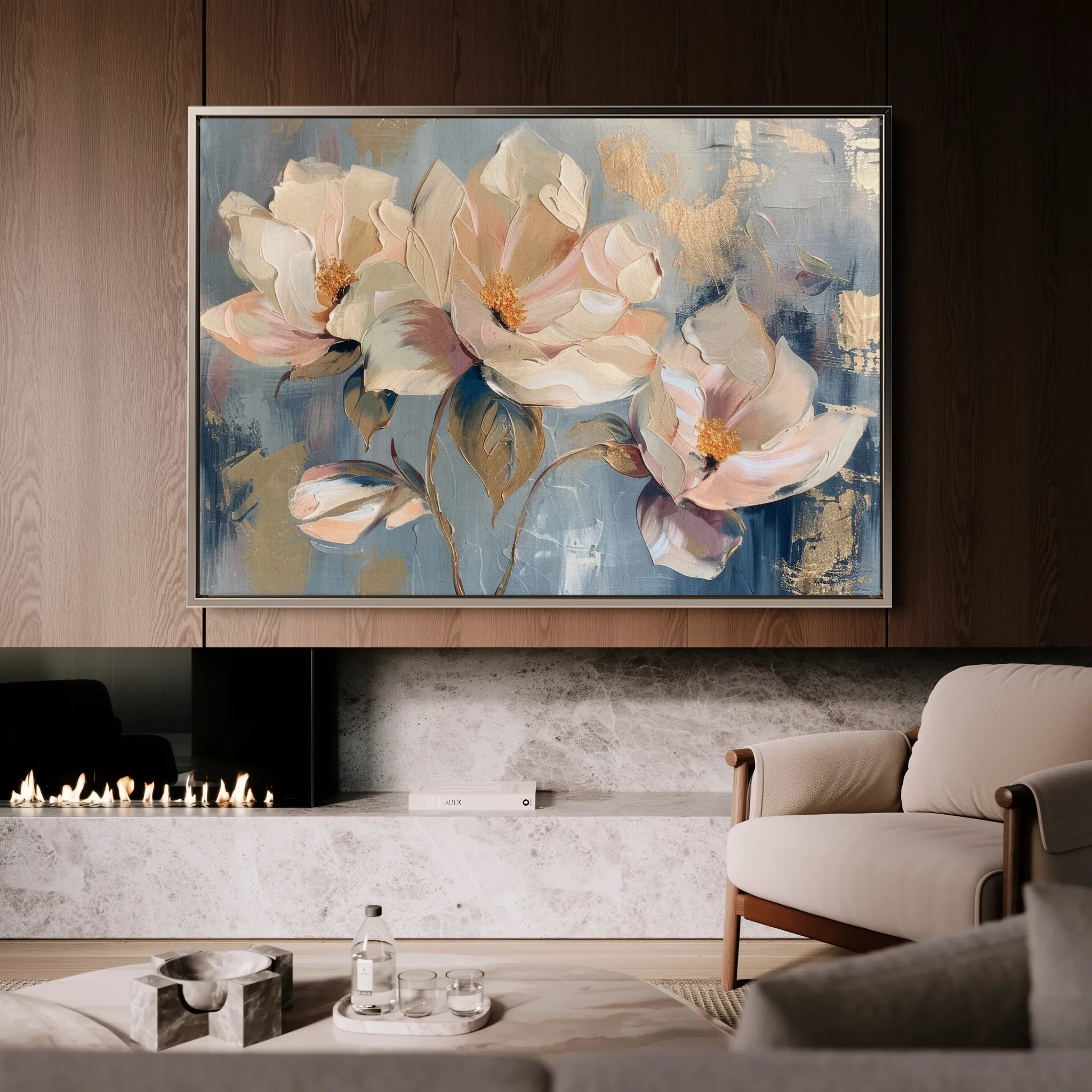 Floral 238 Canvas Art 18" x 24" / 45 x 60 cm / Black