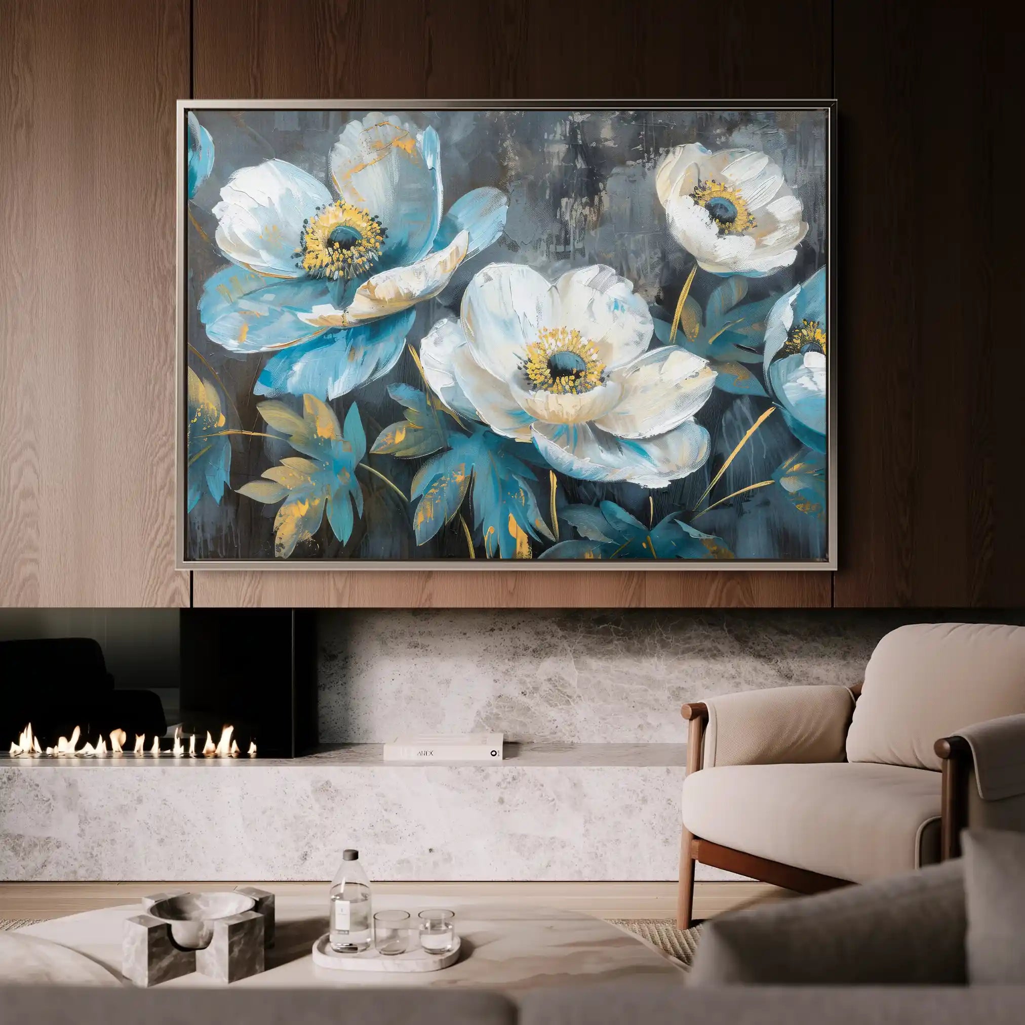 Floral 240 Canvas Art 60 x 40 cm / Black