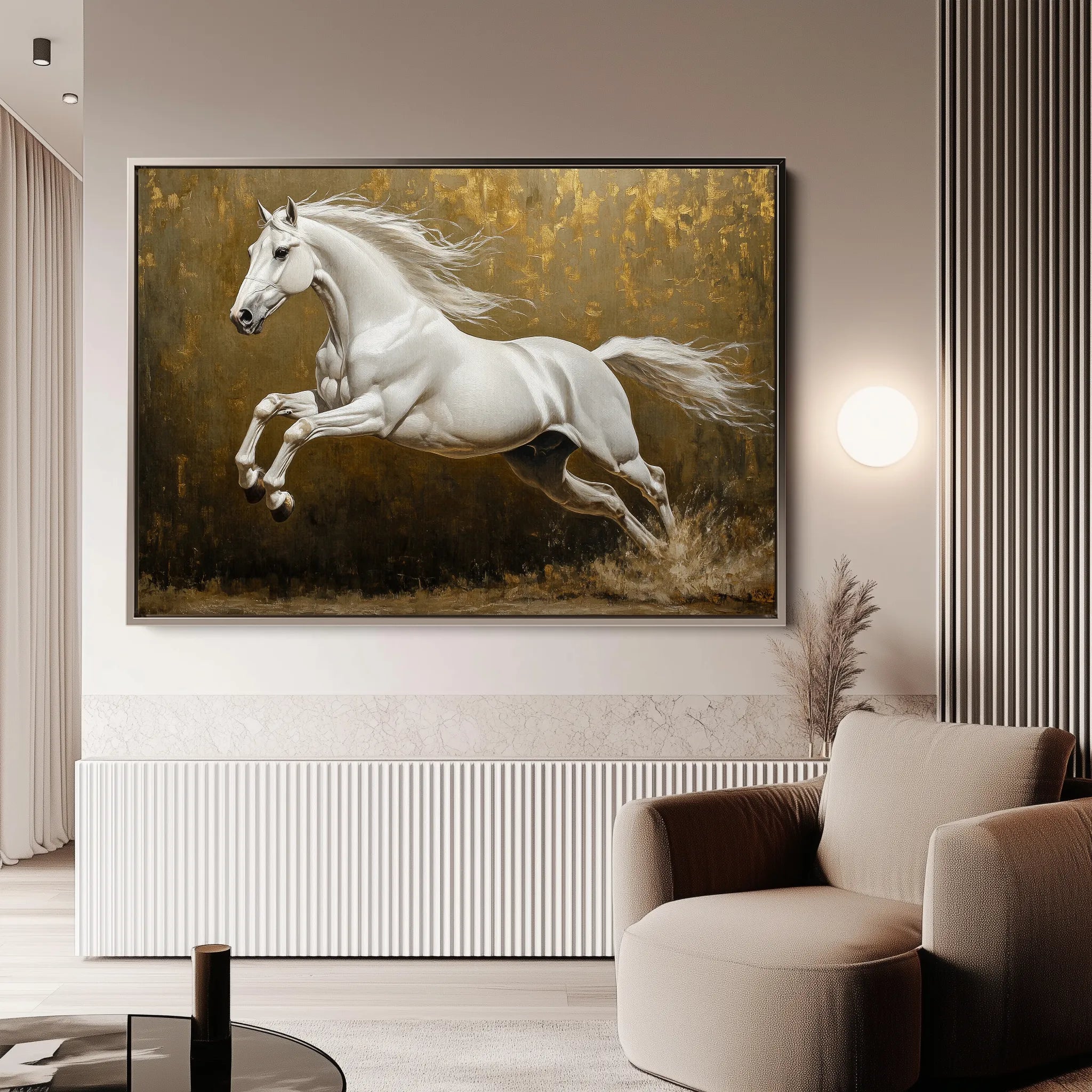 Horses 240 Canvas Art 18" x 24" / 45 x 60 cm / Black