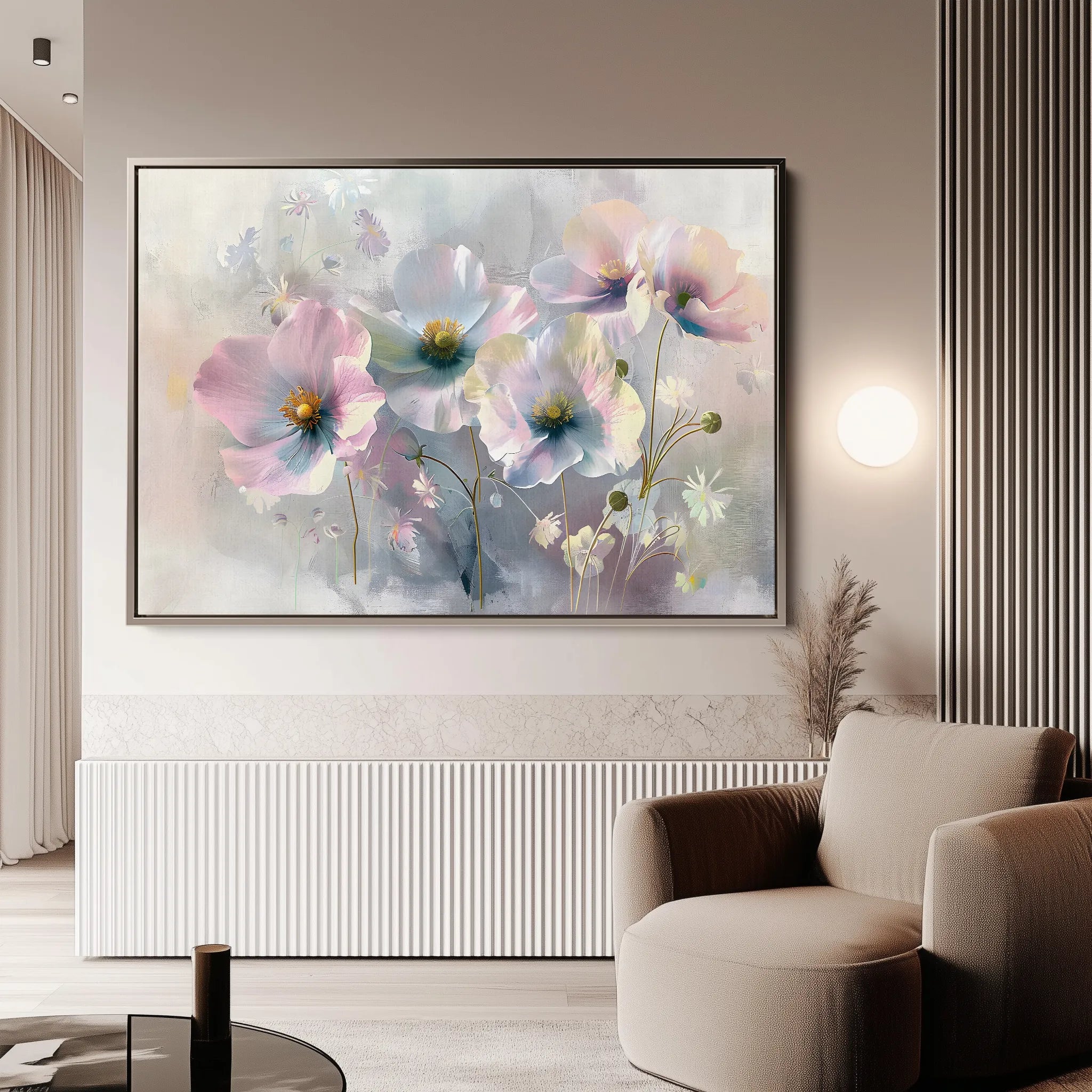 Floral 246 Canvas Art 18" x 24" / 45 x 60 cm / Black