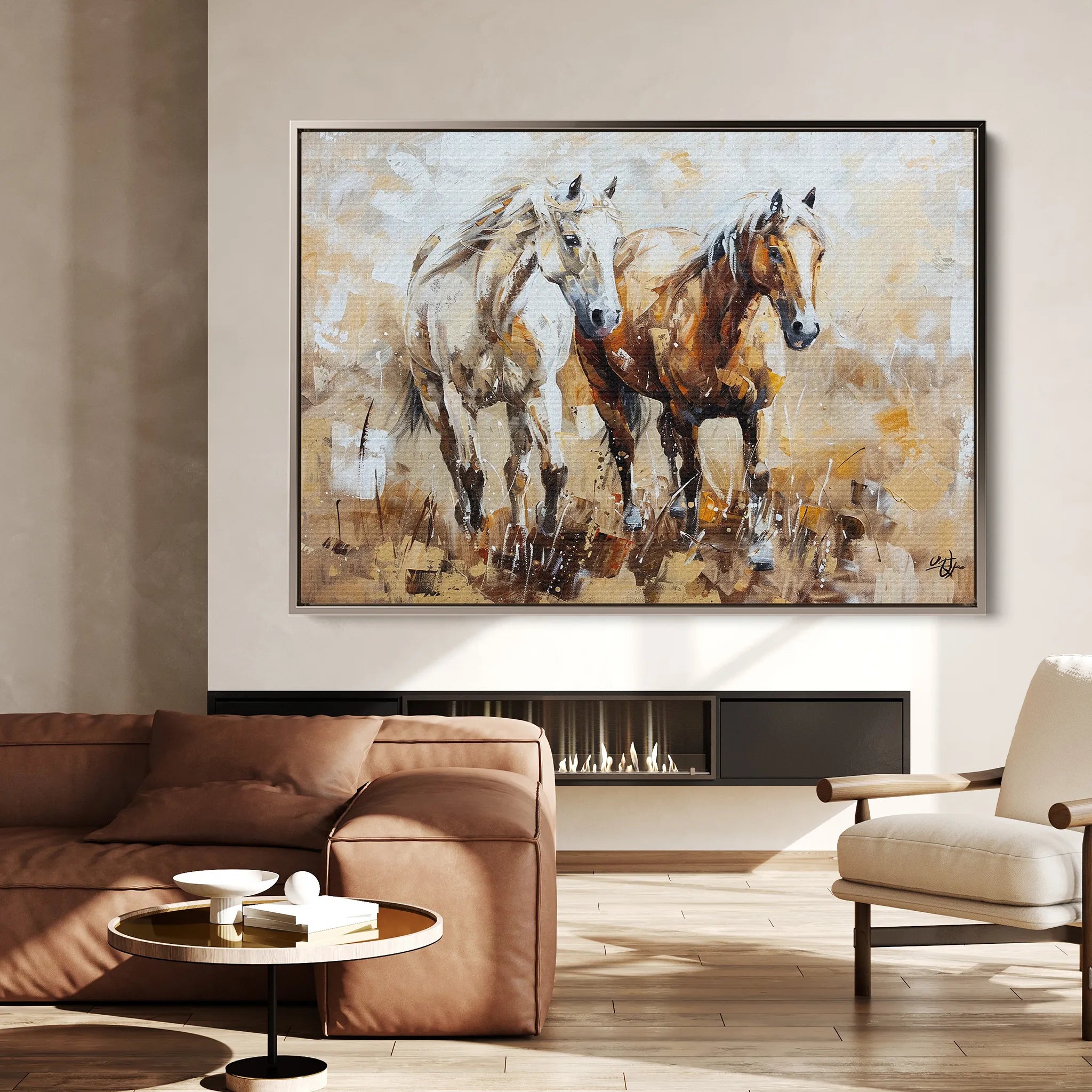 Horses 246 Canvas Art 18" x 24" / 45 x 60 cm / Black