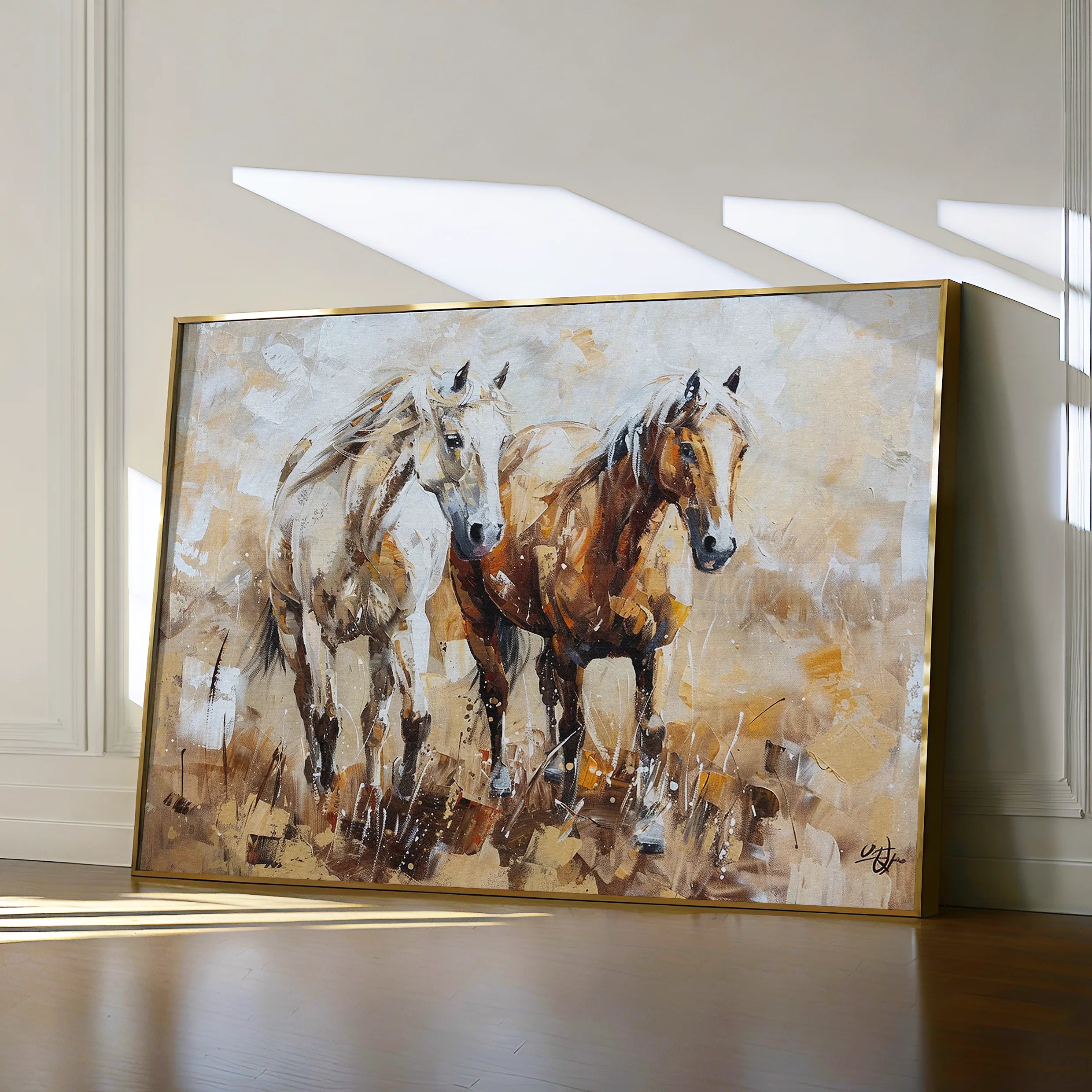 Horses 246 Canvas Art 18" x 24" / 45 x 60 cm / Black