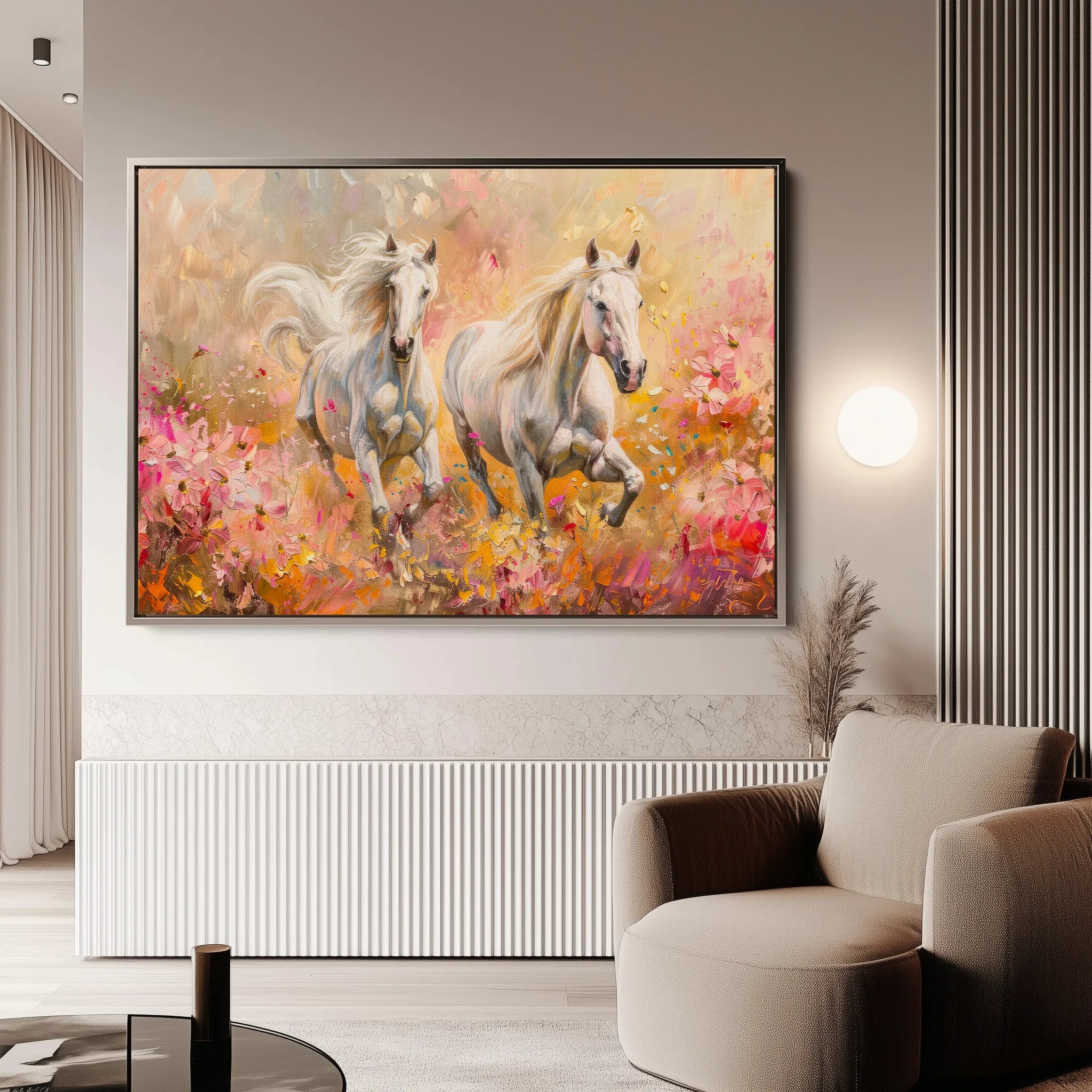 Horses 247 Canvas Art 18" x 24" / 45 x 60 cm / Black