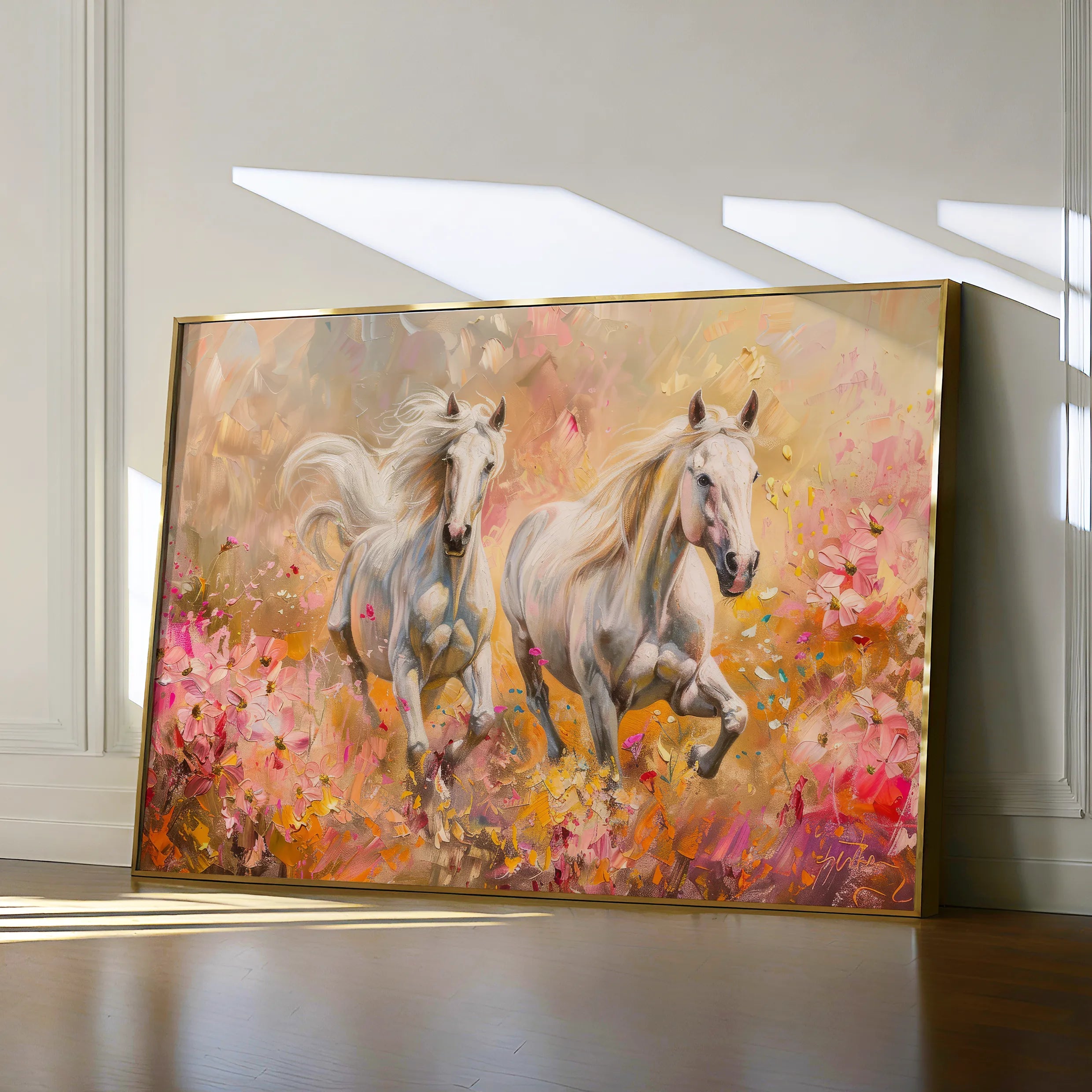 Horses 247 Canvas Art 18" x 24" / 45 x 60 cm / Black