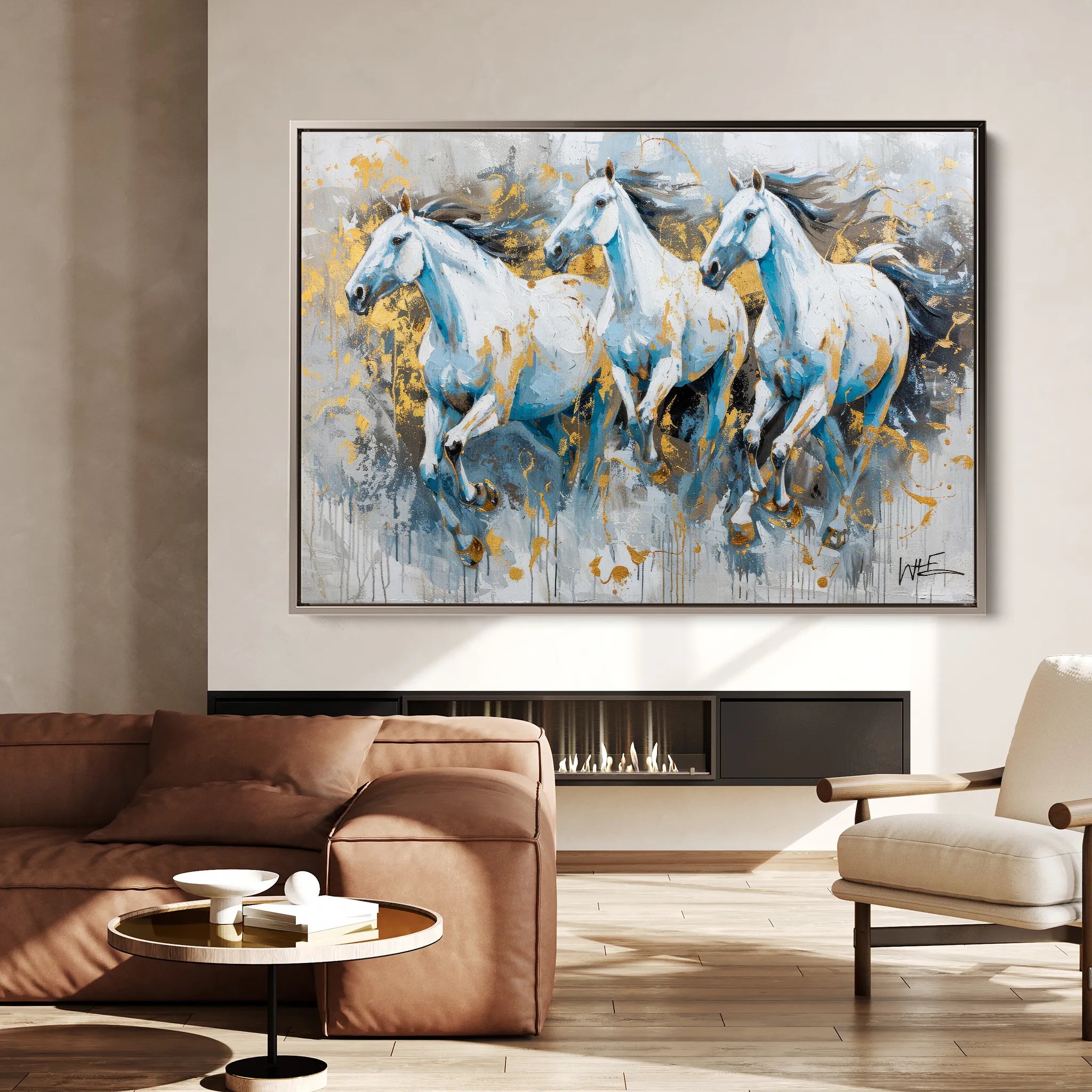 Horses 248 Canvas Art 18" x 24" / 45 x 60 cm / Black