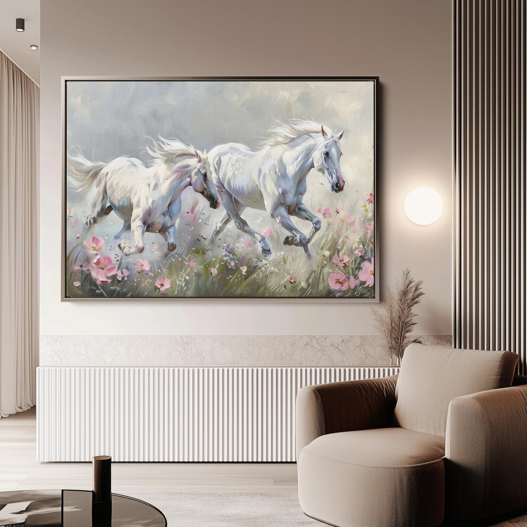 Horses 250 Canvas Art 18" x 24" / 45 x 60 cm / Black