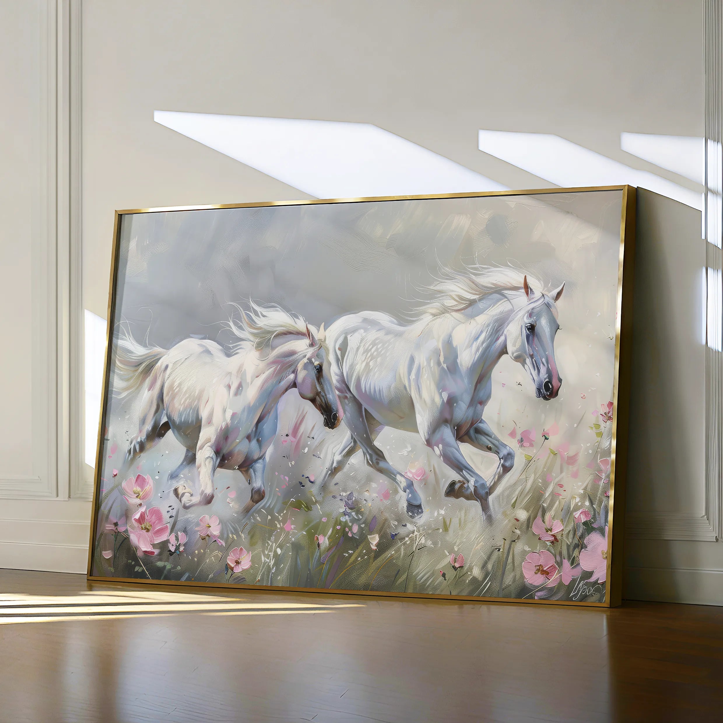 Horses 250 Canvas Art 18" x 24" / 45 x 60 cm / Black