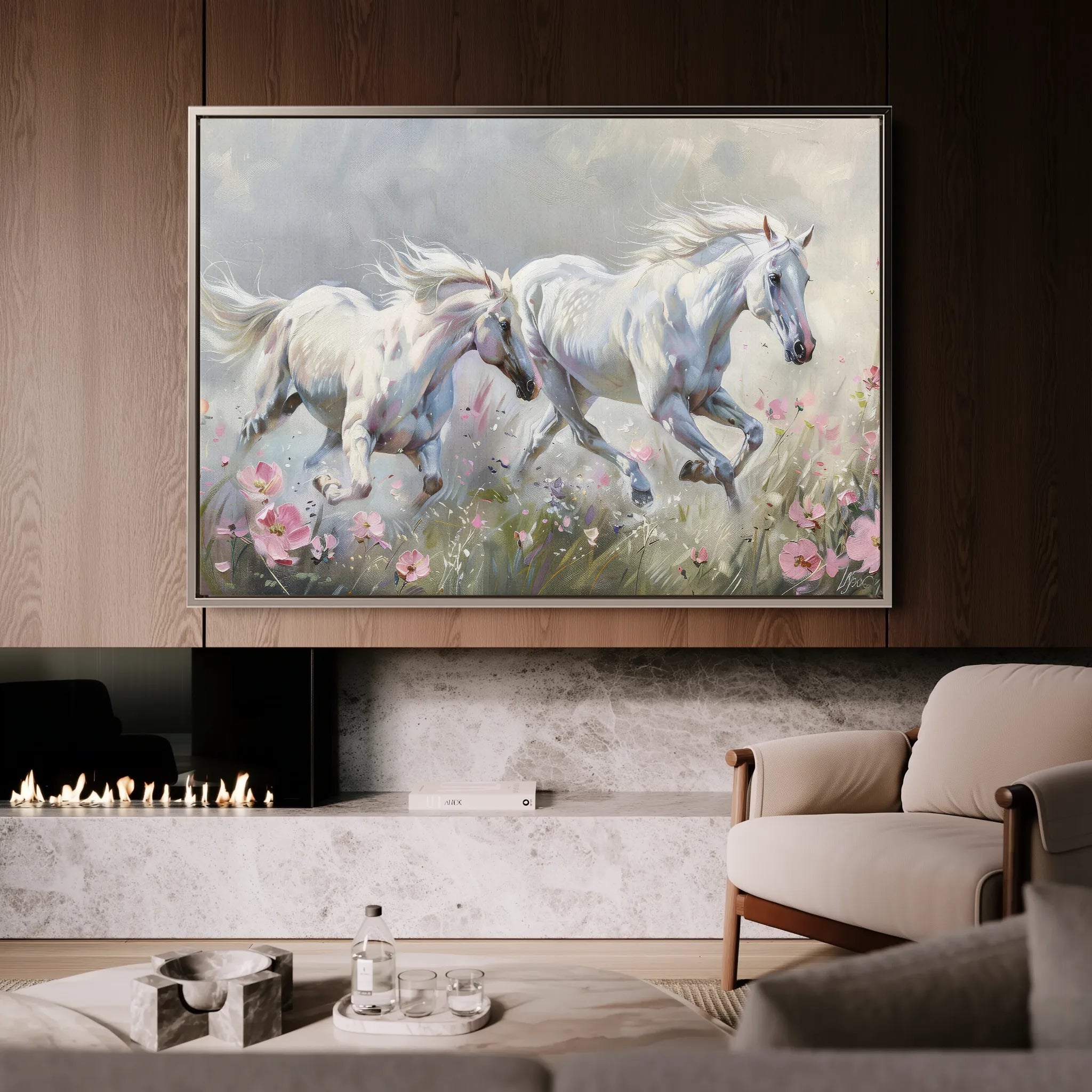 Horses 250 Canvas Art 18" x 24" / 45 x 60 cm / Black