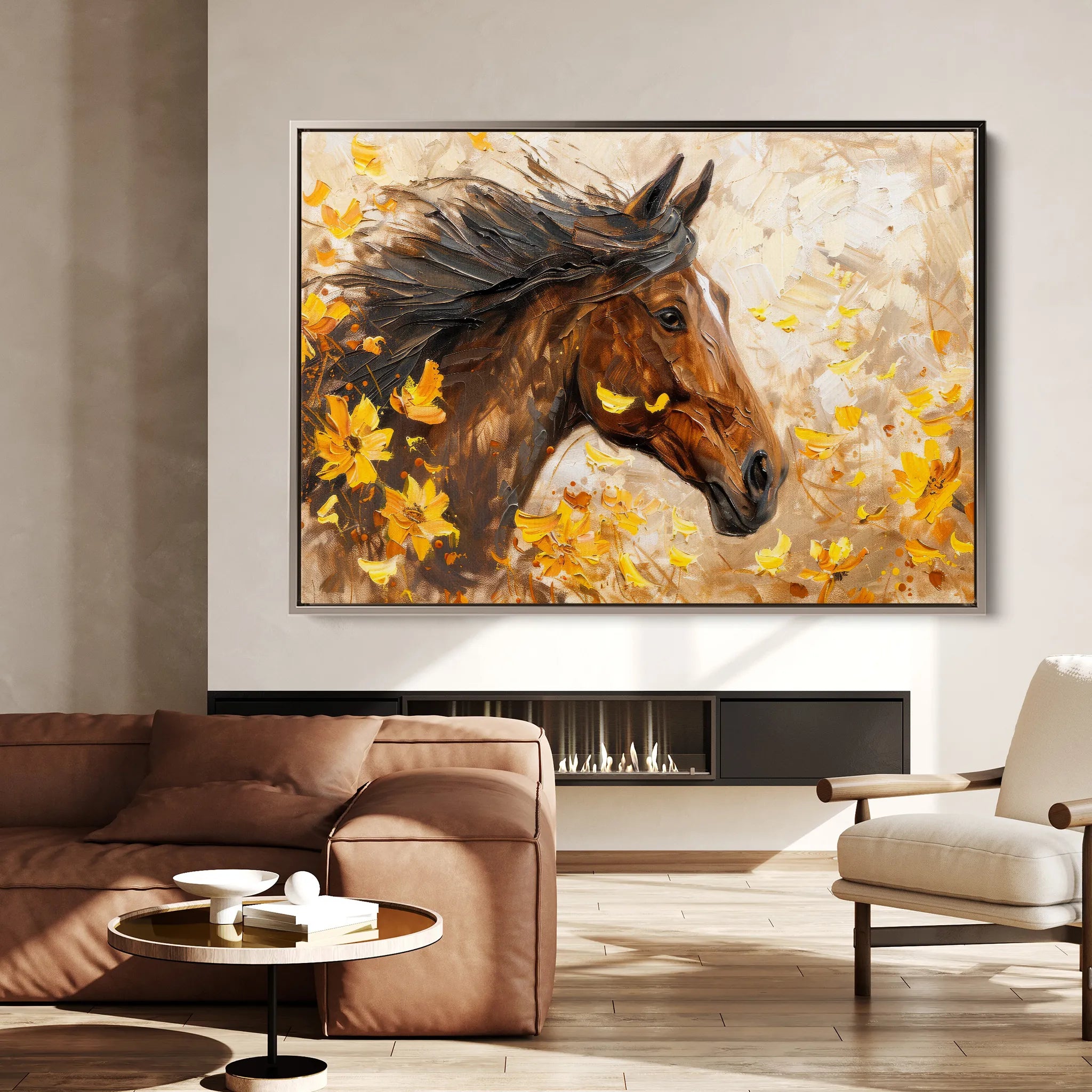 Horses 251 Canvas Art 18" x 24" / 45 x 60 cm / Black
